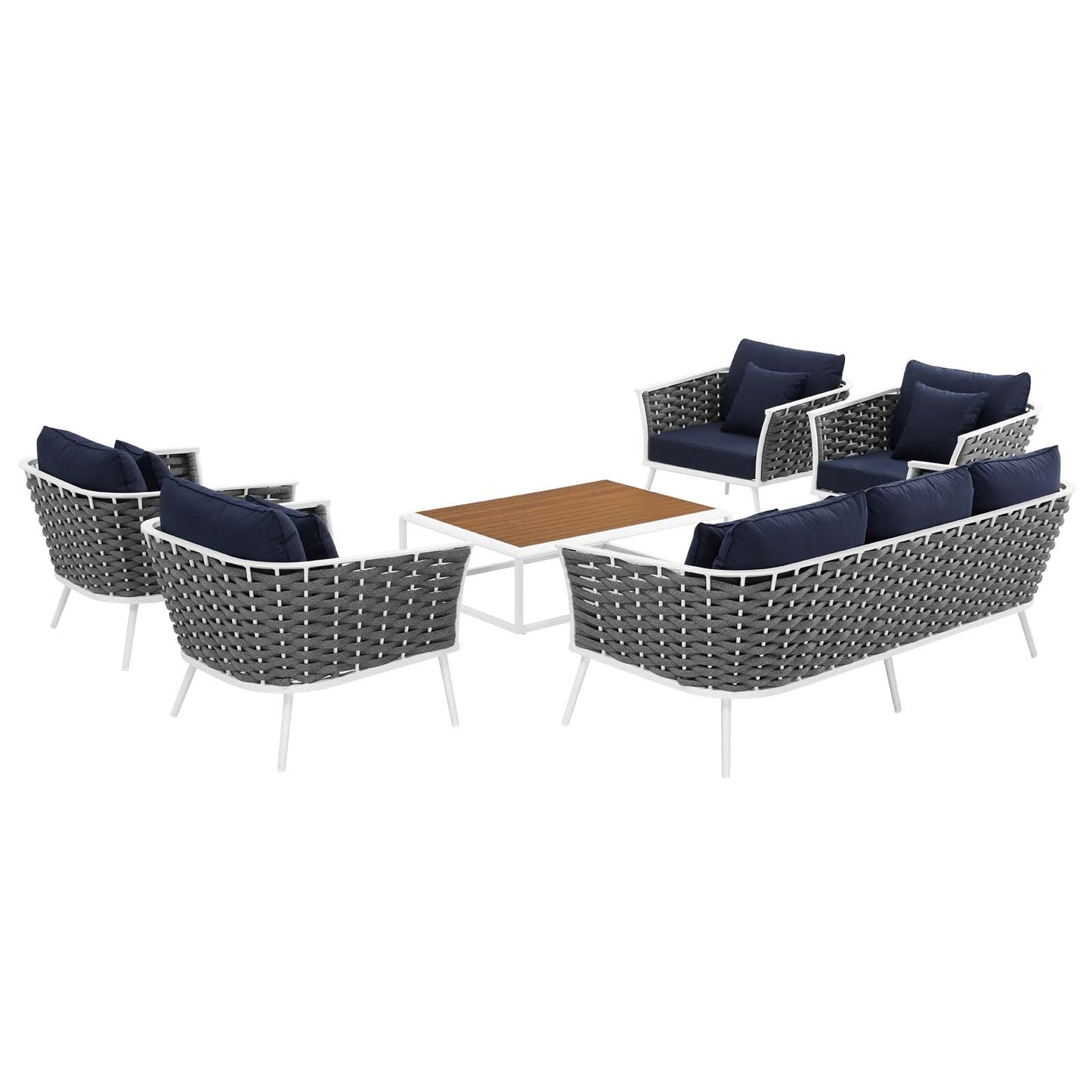 Modway Stance 6 Piece Outdoor Patio Aluminum Sectional Sofa Set | Outdoor Sofas, Loveseats & Sectionals | Modishstore-12
