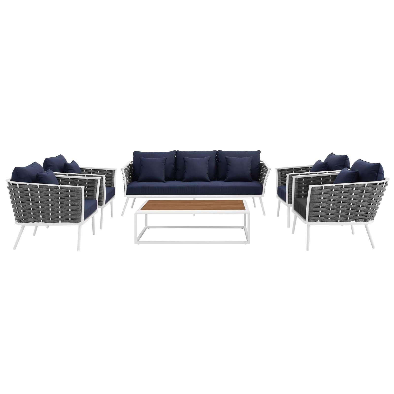 Modway Stance 6 Piece Outdoor Patio Aluminum Sectional Sofa Set | Outdoor Sofas, Loveseats & Sectionals | Modishstore-13