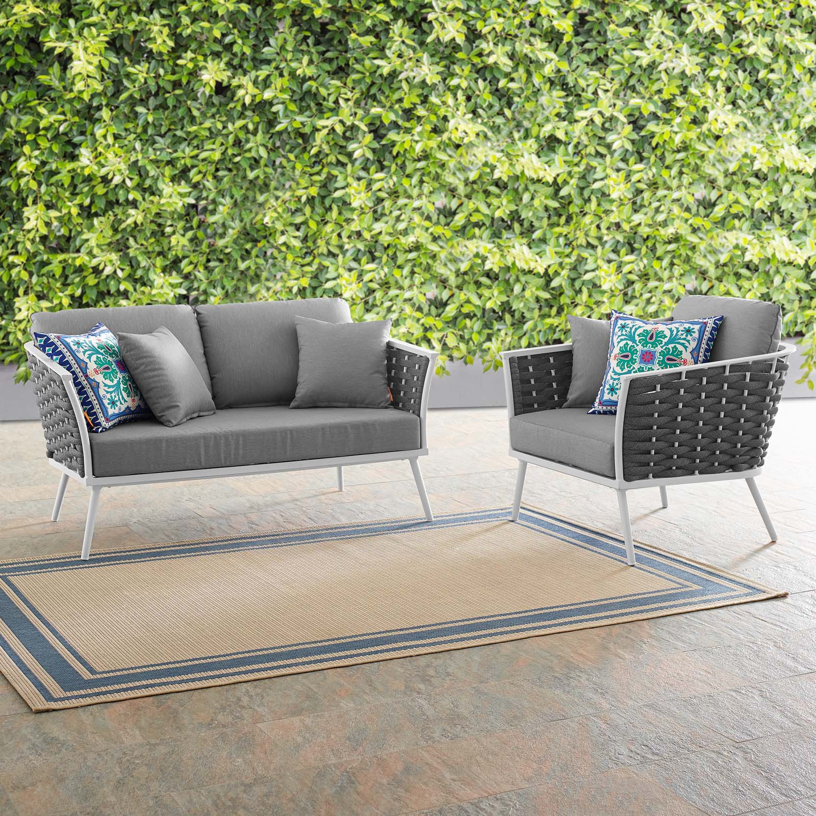 Modway Stance 2 Piece Outdoor Patio Aluminum Sectional Sofa Set | Outdoor Sofas, Loveseats & Sectionals | Modishstore