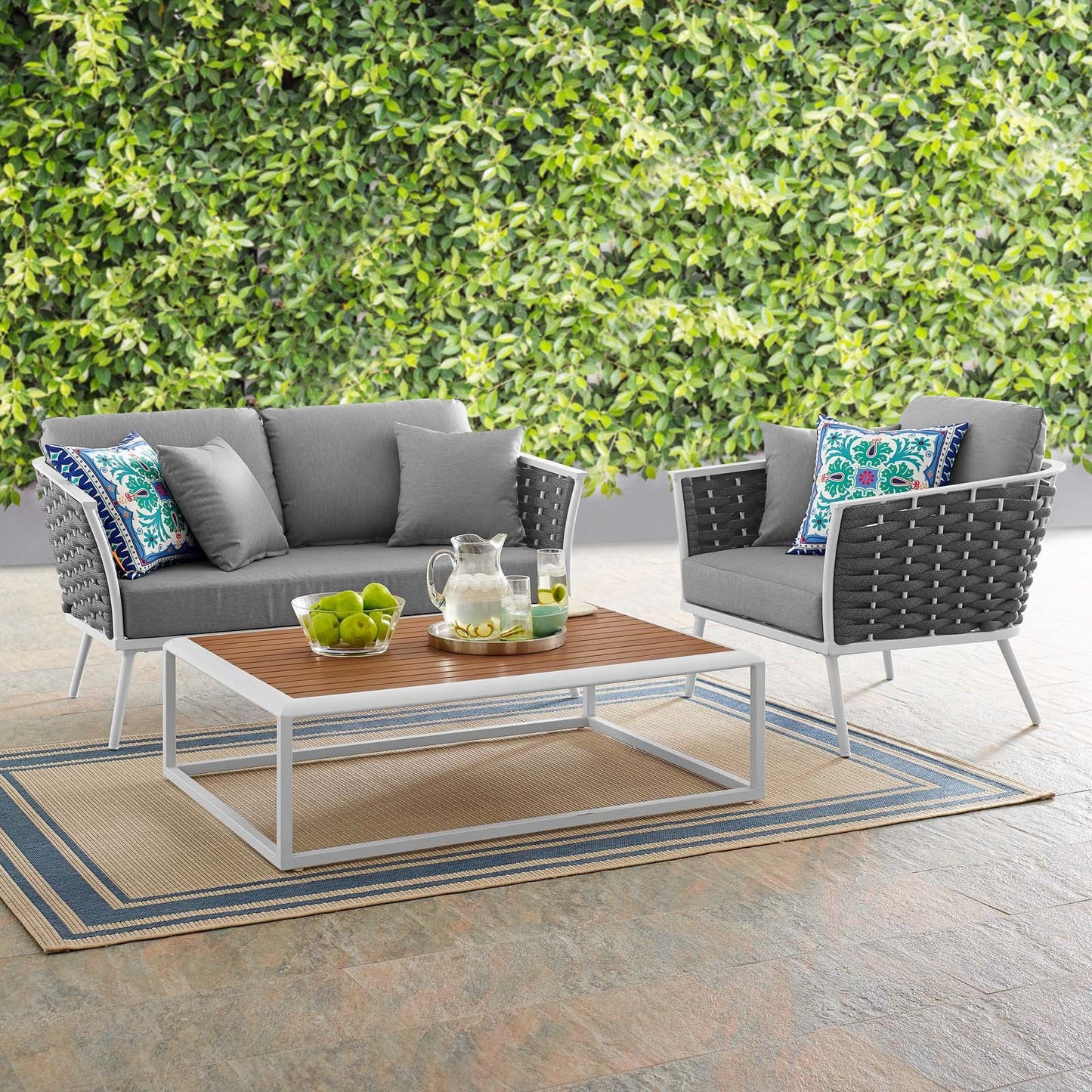 Modway Stance 3 Piece Outdoor Patio Aluminum Sectional Sofa Set | Outdoor Sofas, Loveseats & Sectionals | Modishstore