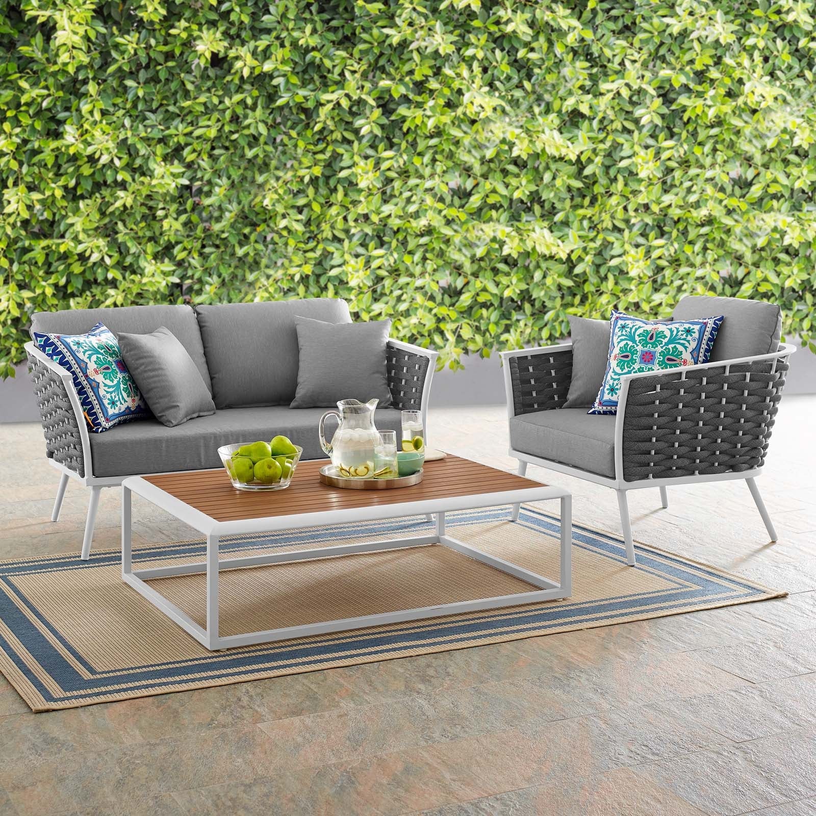 Modway Stance 3 Piece Outdoor Patio Aluminum Sectional Sofa Set | Outdoor Sofas, Loveseats & Sectionals | Modishstore