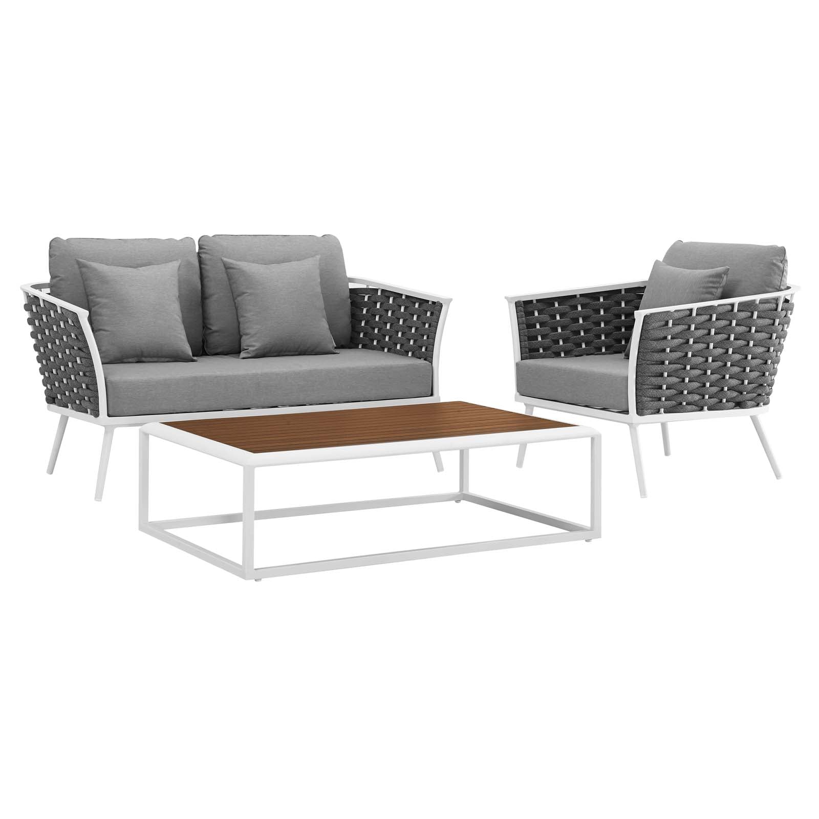 Modway Stance 3 Piece Outdoor Patio Aluminum Sectional Sofa Set | Outdoor Sofas, Loveseats & Sectionals | Modishstore-2