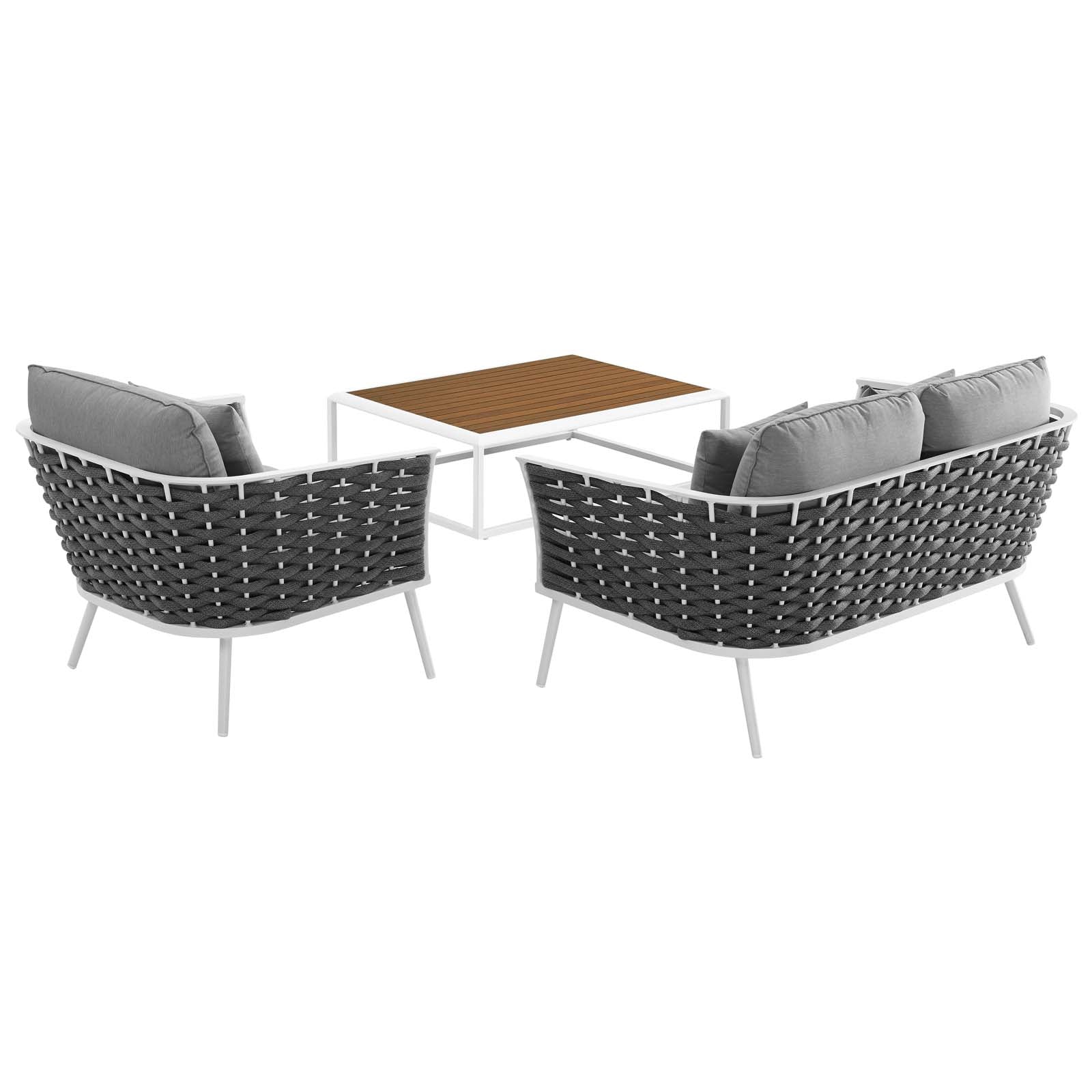 Modway Stance 3 Piece Outdoor Patio Aluminum Sectional Sofa Set | Outdoor Sofas, Loveseats & Sectionals | Modishstore-3