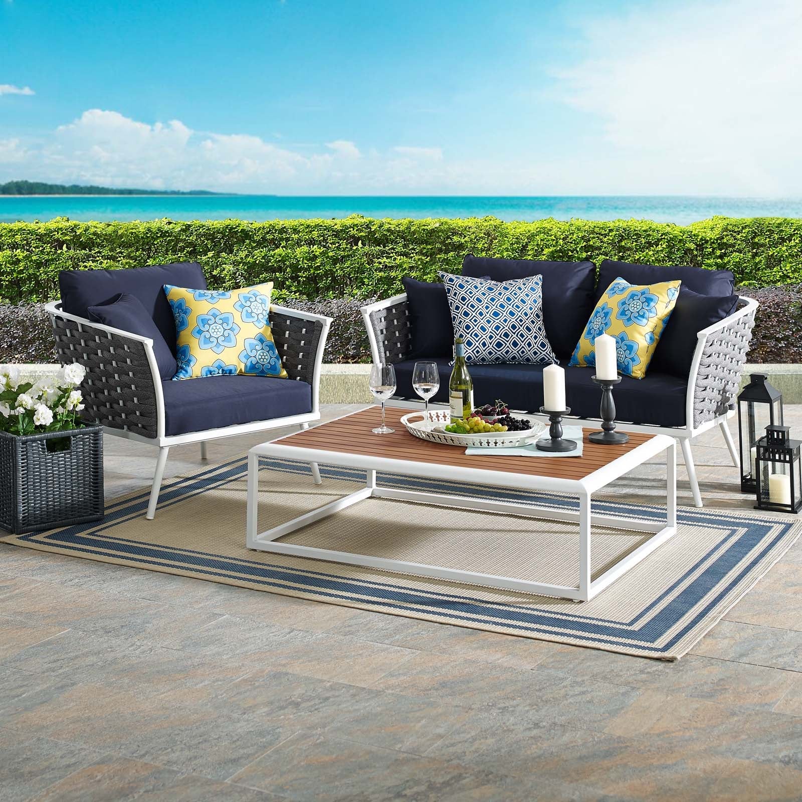 Modway Stance 3 Piece Outdoor Patio Aluminum Sectional Sofa Set | Outdoor Sofas, Loveseats & Sectionals | Modishstore-10