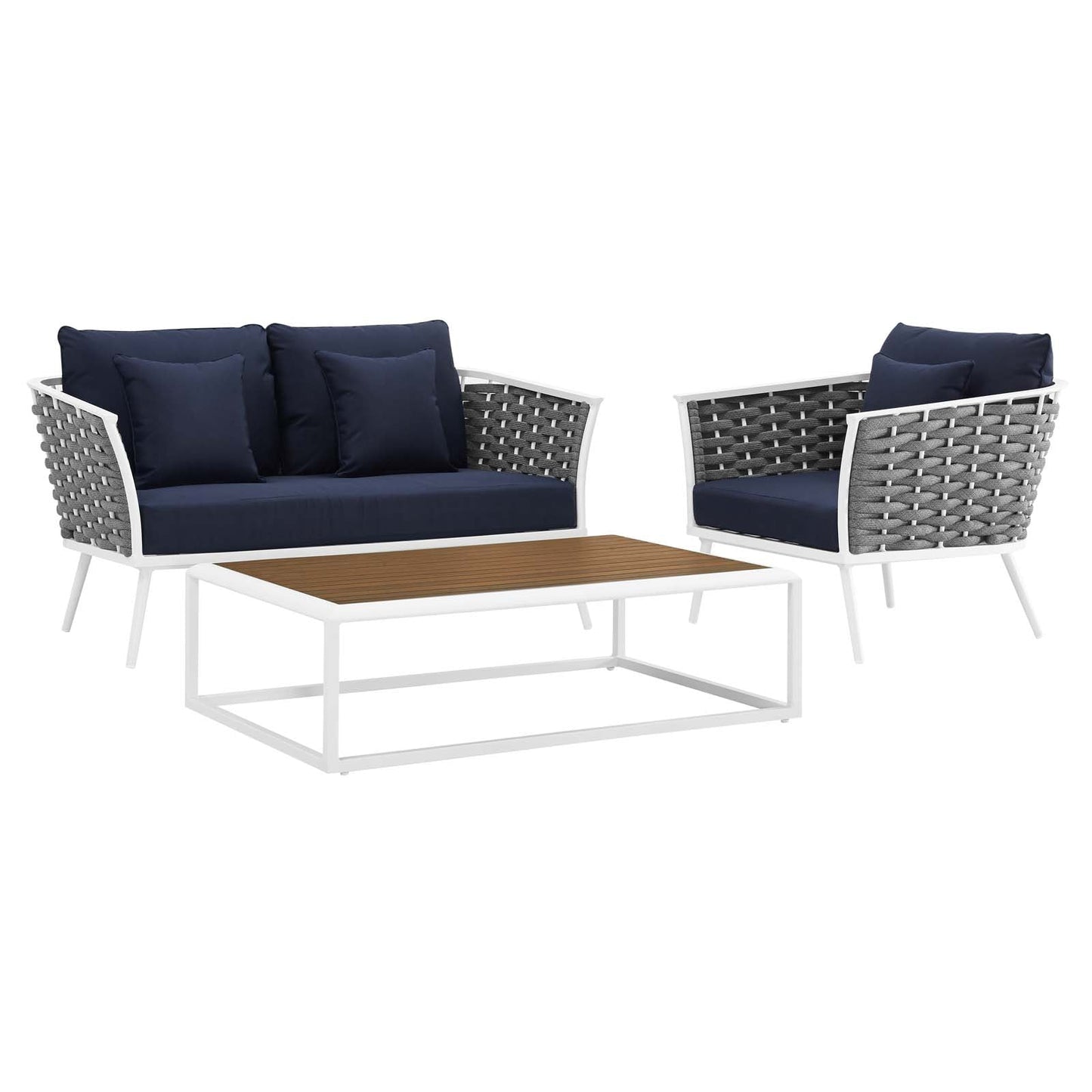 Modway Stance 3 Piece Outdoor Patio Aluminum Sectional Sofa Set | Outdoor Sofas, Loveseats & Sectionals | Modishstore-11