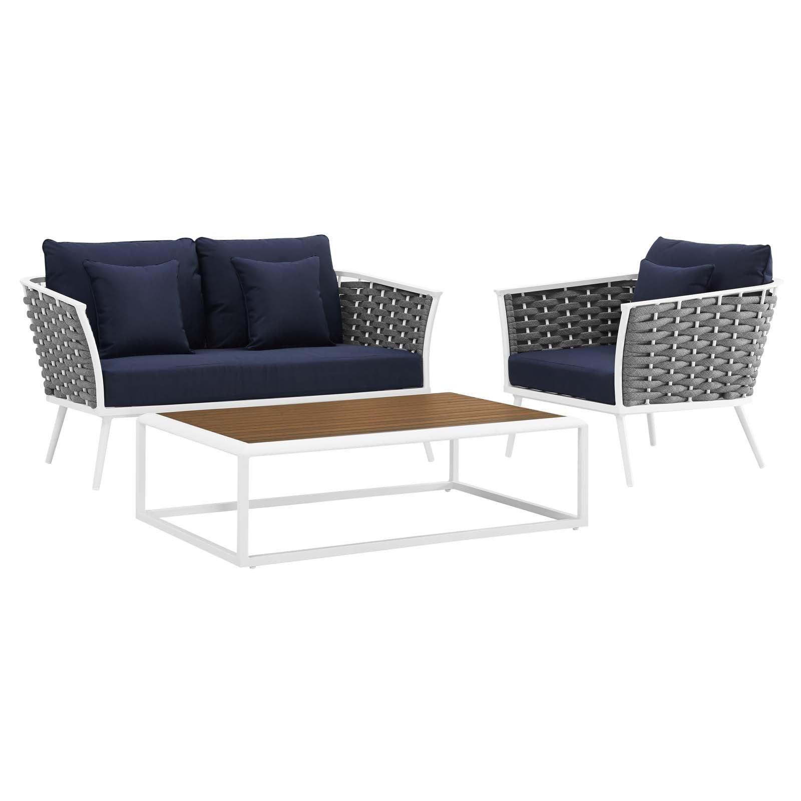 Modway Stance 3 Piece Outdoor Patio Aluminum Sectional Sofa Set | Outdoor Sofas, Loveseats & Sectionals | Modishstore-11