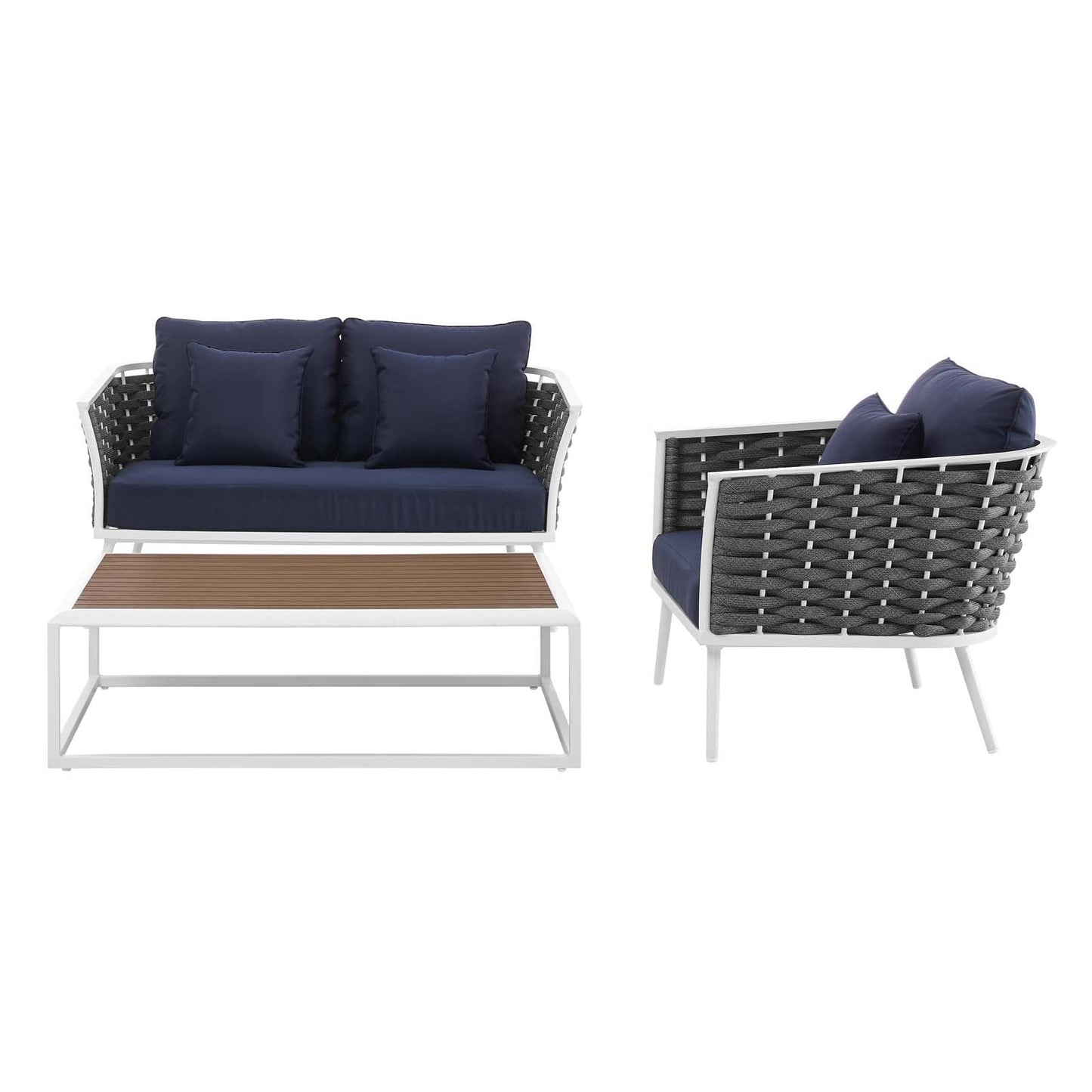 Modway Stance 3 Piece Outdoor Patio Aluminum Sectional Sofa Set | Outdoor Sofas, Loveseats & Sectionals | Modishstore-13