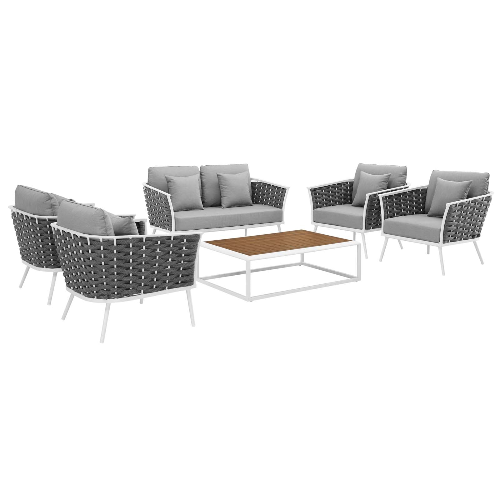 Modway Stance 6 Piece Outdoor Patio Aluminum Sectional Sofa Set | Outdoor Sofas, Loveseats & Sectionals | Modishstore-3