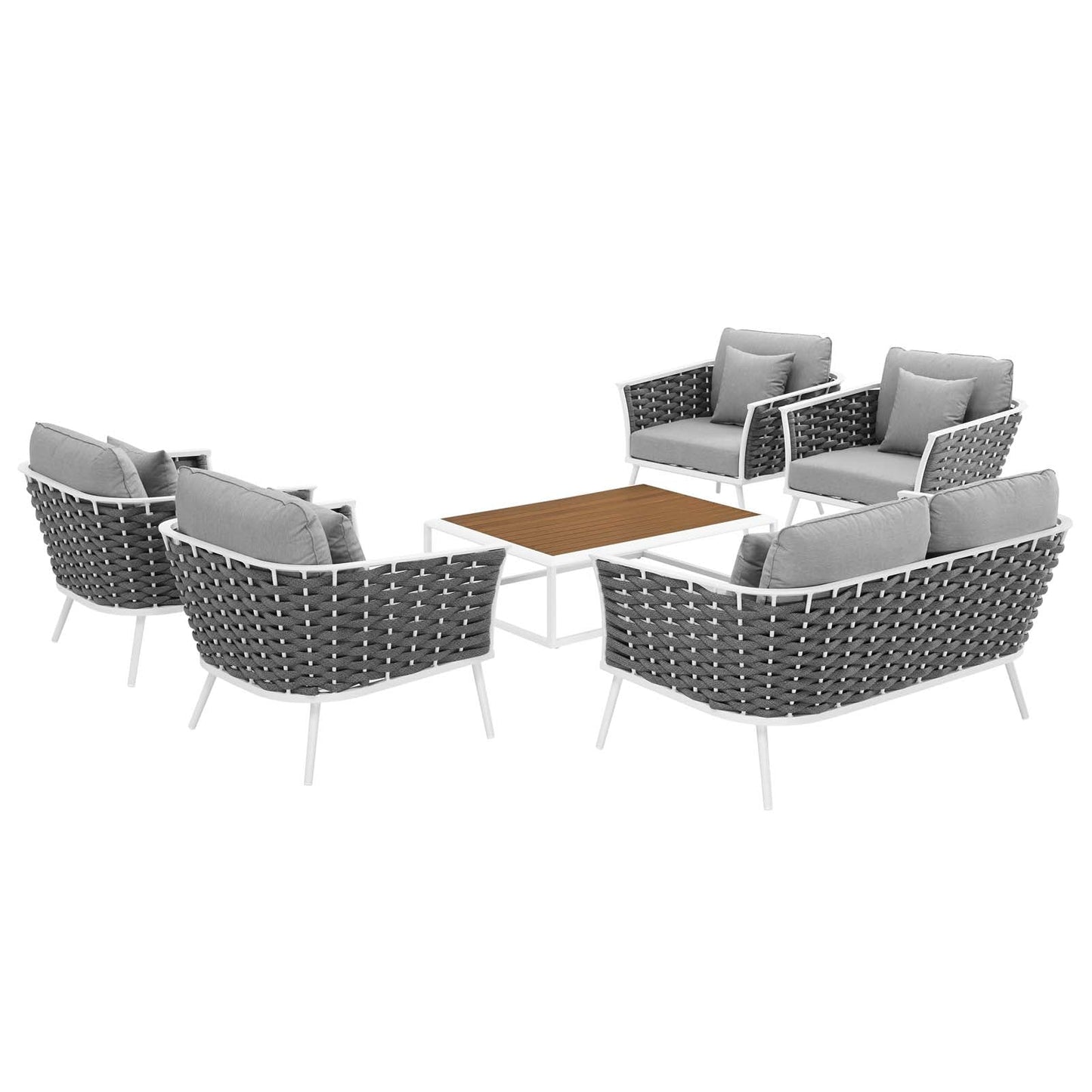 Modway Stance 6 Piece Outdoor Patio Aluminum Sectional Sofa Set | Outdoor Sofas, Loveseats & Sectionals | Modishstore-2