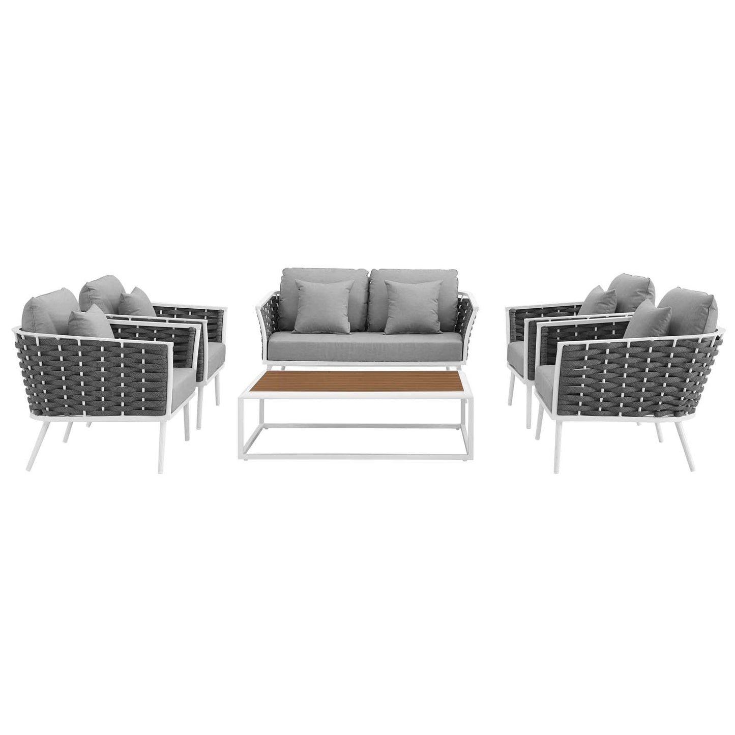 Modway Stance 6 Piece Outdoor Patio Aluminum Sectional Sofa Set | Outdoor Sofas, Loveseats & Sectionals | Modishstore-4