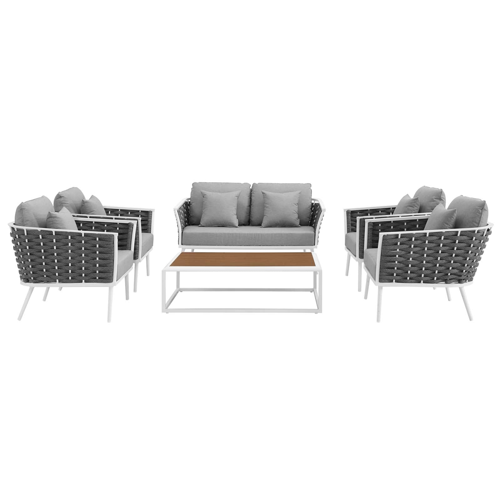 Modway Stance 6 Piece Outdoor Patio Aluminum Sectional Sofa Set | Outdoor Sofas, Loveseats & Sectionals | Modishstore-4