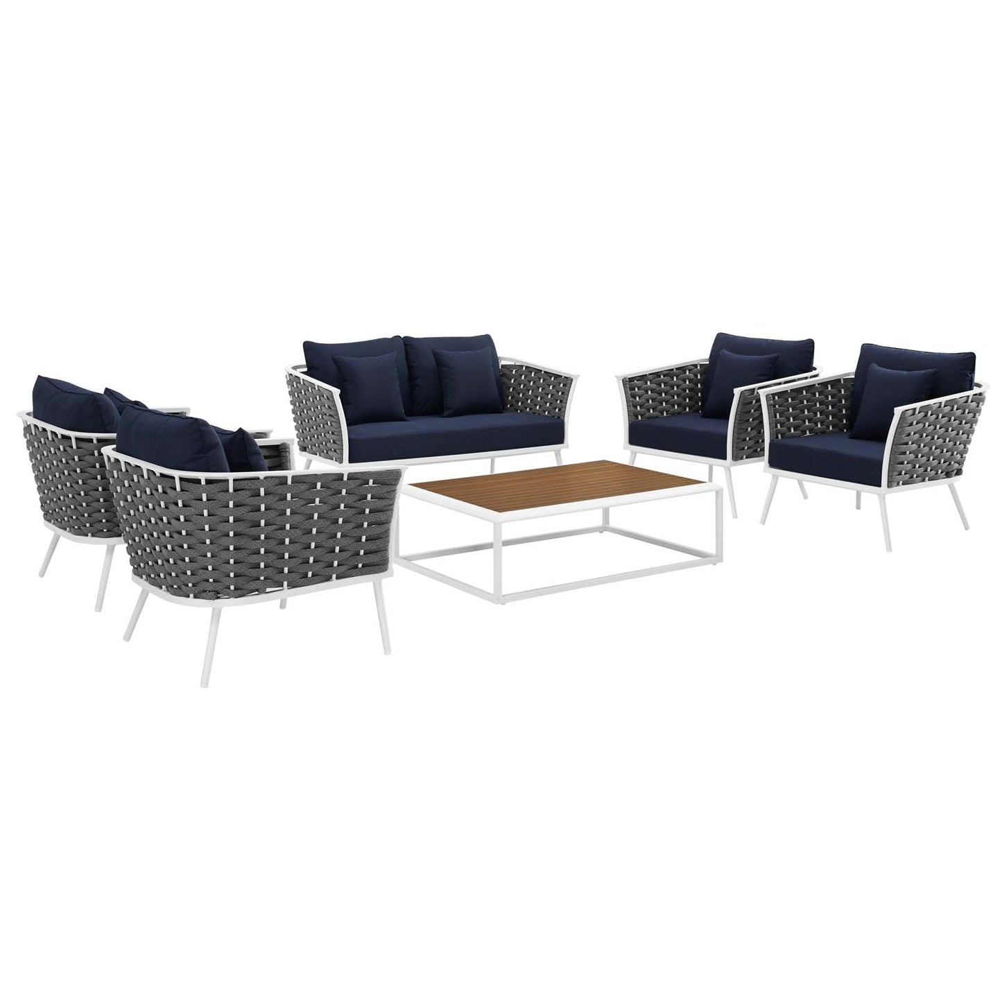 Modway Stance 6 Piece Outdoor Patio Aluminum Sectional Sofa Set | Outdoor Sofas, Loveseats & Sectionals | Modishstore-15