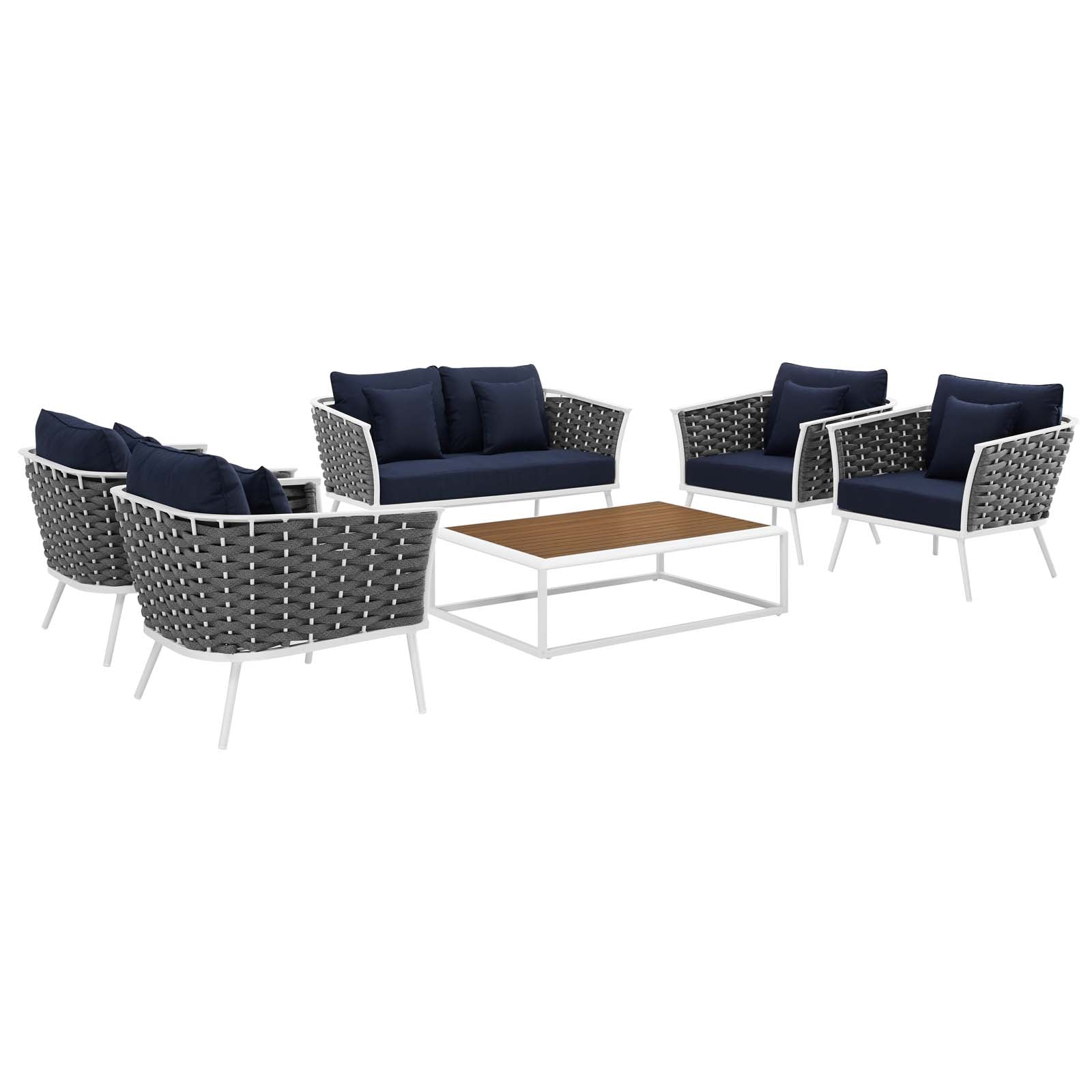 Modway Stance 6 Piece Outdoor Patio Aluminum Sectional Sofa Set | Outdoor Sofas, Loveseats & Sectionals | Modishstore-15