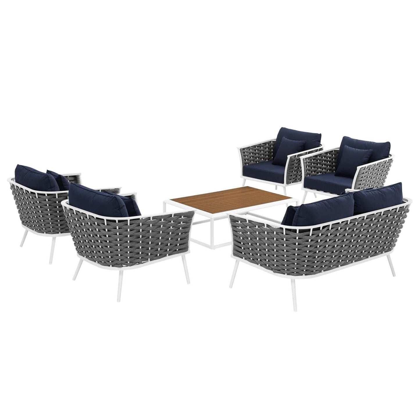 Modway Stance 6 Piece Outdoor Patio Aluminum Sectional Sofa Set | Outdoor Sofas, Loveseats & Sectionals | Modishstore-14