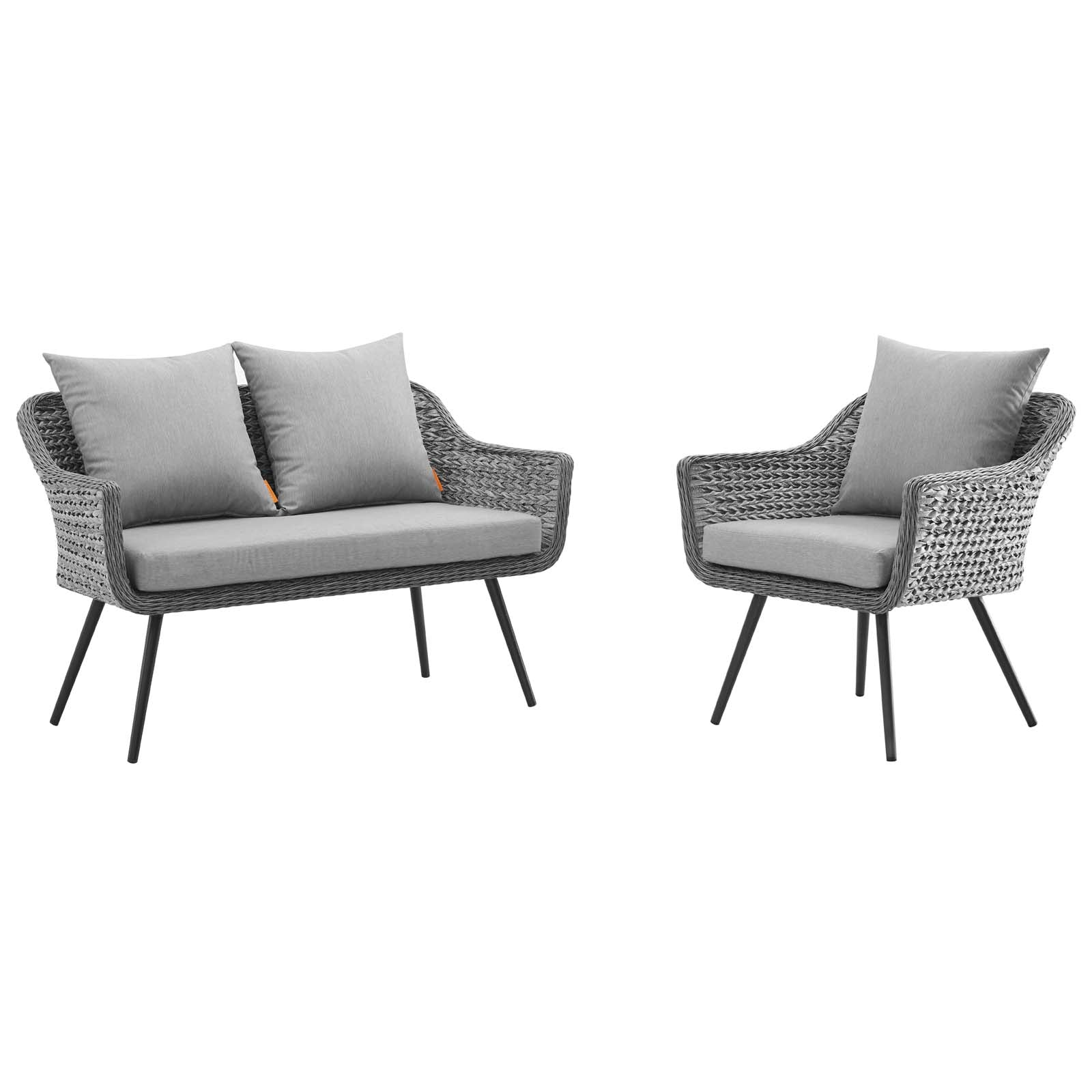 Modway Endeavor 2 Piece Outdoor Patio Wicker Rattan Sectional Sofa Set | Outdoor Sofas, Loveseats & Sectionals | 