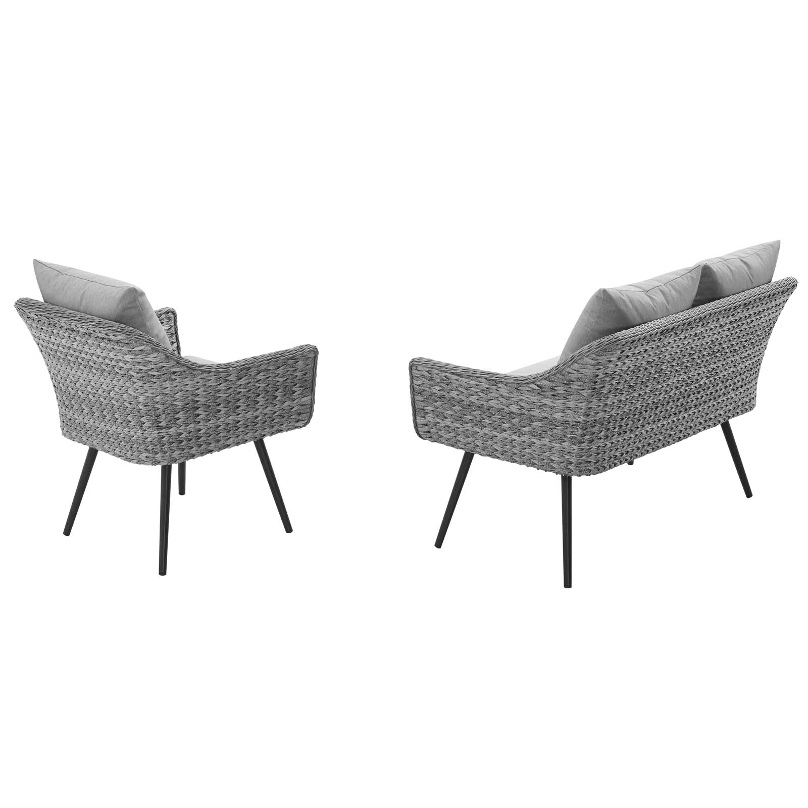 Modway Endeavor 2 Piece Outdoor Patio Wicker Rattan Sectional Sofa Set | Outdoor Sofas, Loveseats & Sectionals | 