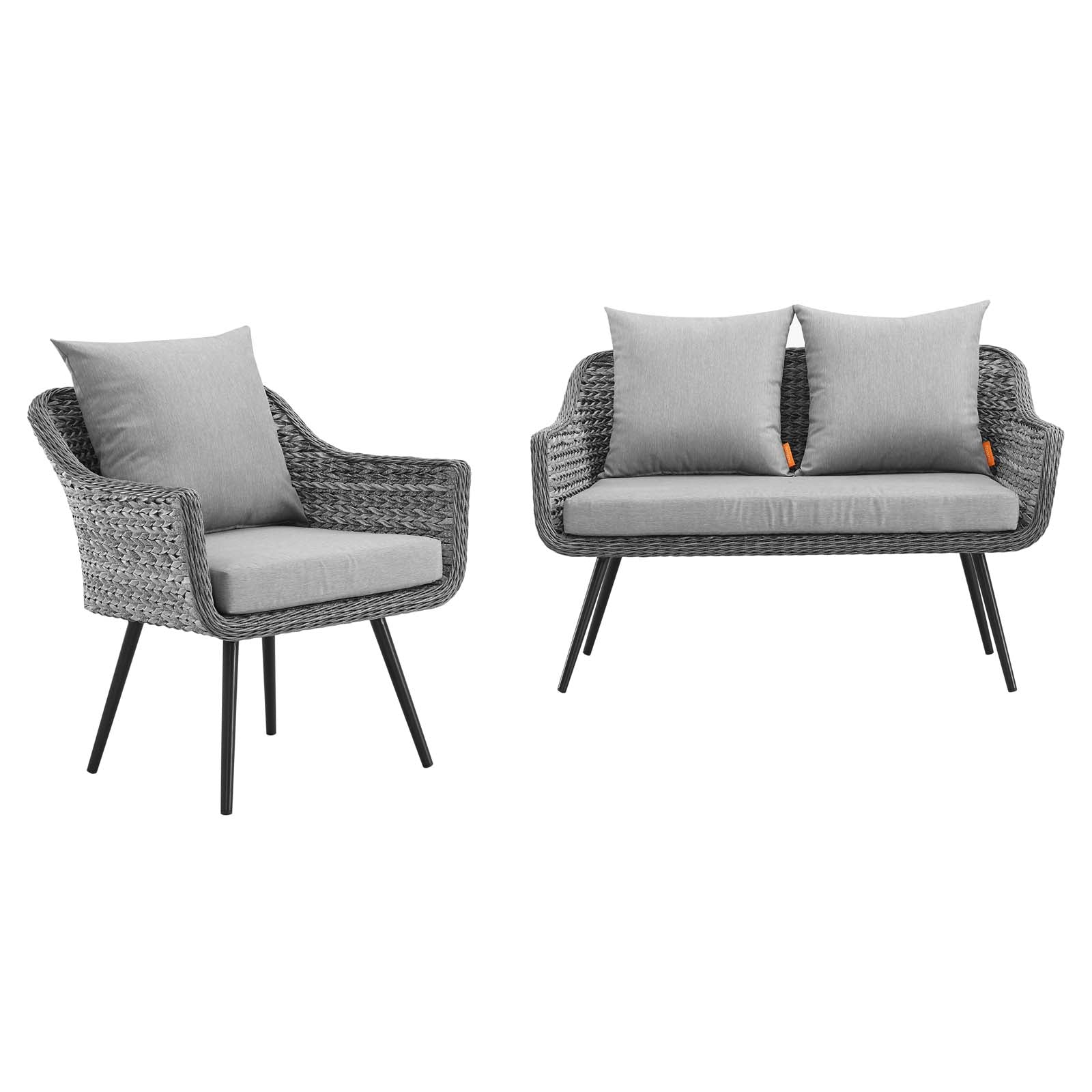 Modway Endeavor 2 Piece Outdoor Patio Wicker Rattan Sectional Sofa Set | Outdoor Sofas, Loveseats & Sectionals | 