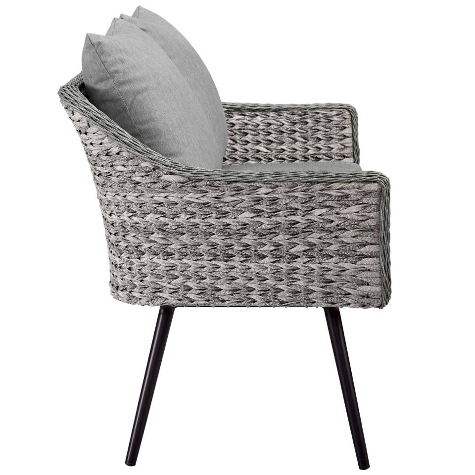 Modway Endeavor 3 Piece Outdoor Patio Wicker Rattan Loveseat and Armchair Set | Armchairs | 