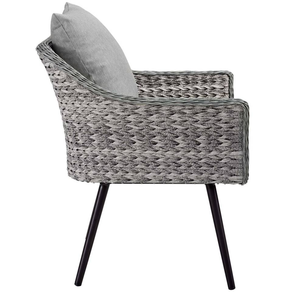 Modway Endeavor 3 Piece Outdoor Patio Wicker Rattan Loveseat and Armchair Set | Armchairs | 