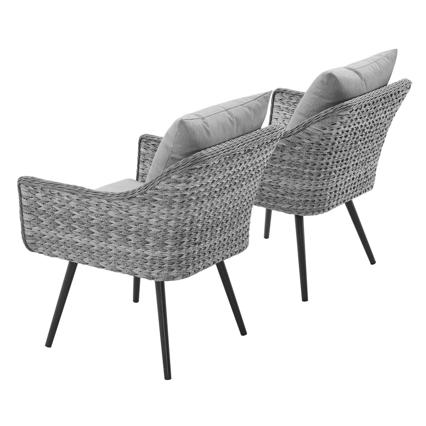 Modway Endeavor Armchair Outdoor Patio Wicker Rattan Set of 2 | Armchairs | 