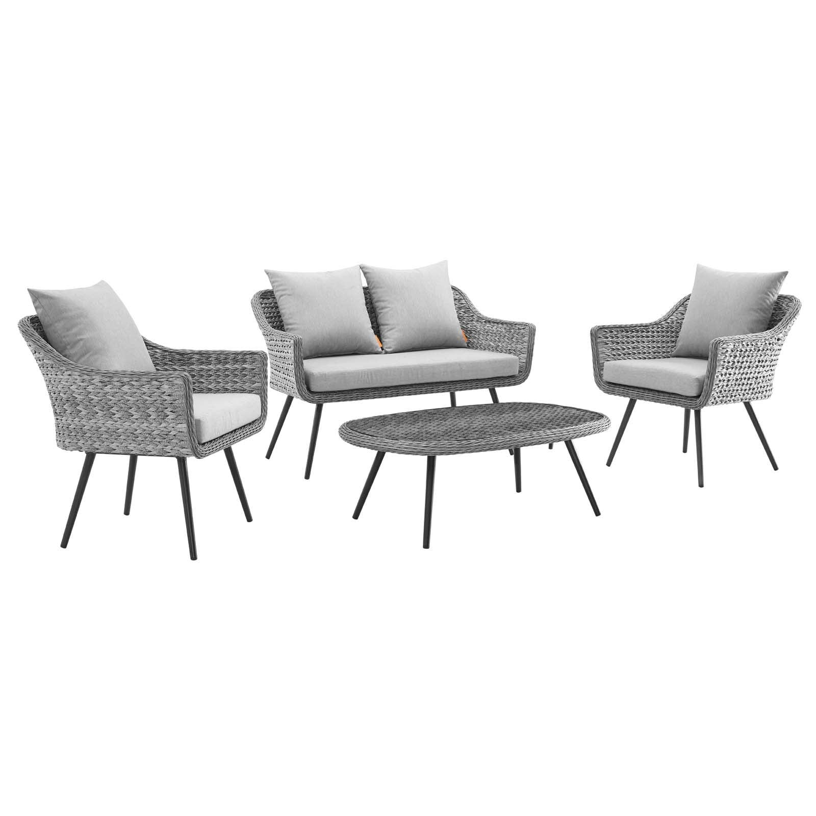 Modway Endeavor 4 Piece Outdoor Patio Wicker Rattan Sectional Sofa Set | Outdoor Sofas, Loveseats & Sectionals | 