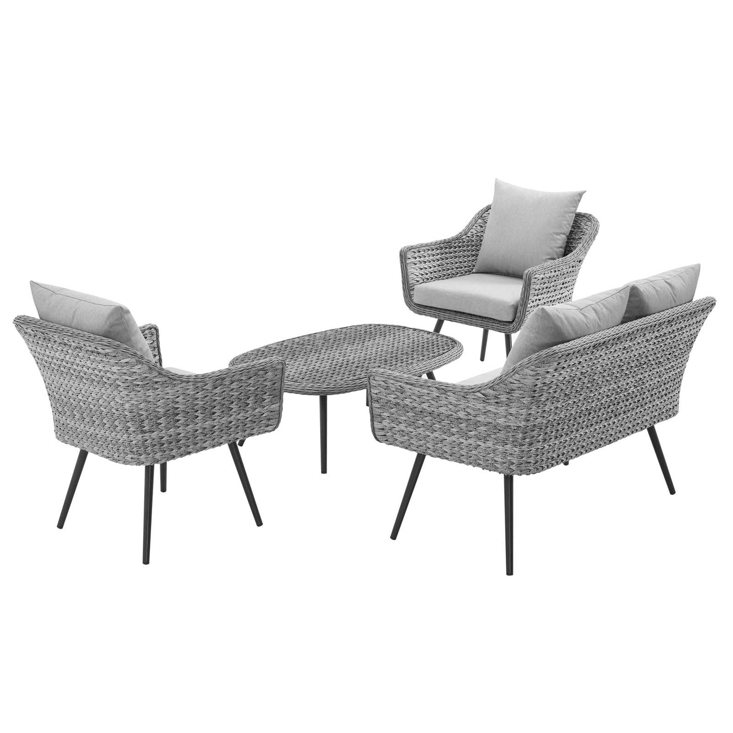 Modway Endeavor 4 Piece Outdoor Patio Wicker Rattan Sectional Sofa Set | Outdoor Sofas, Loveseats & Sectionals | 