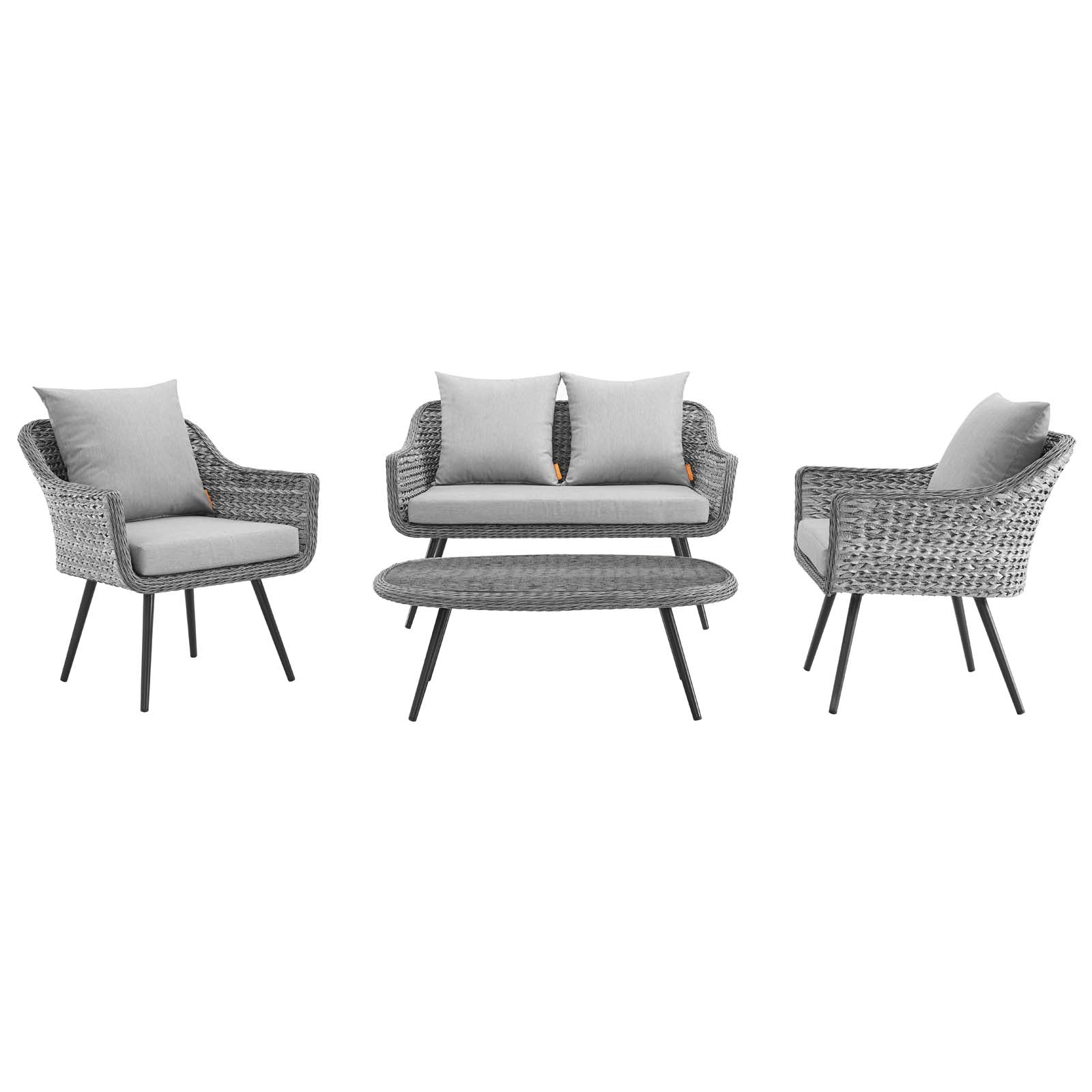 Modway Endeavor 4 Piece Outdoor Patio Wicker Rattan Sectional Sofa Set | Outdoor Sofas, Loveseats & Sectionals | 