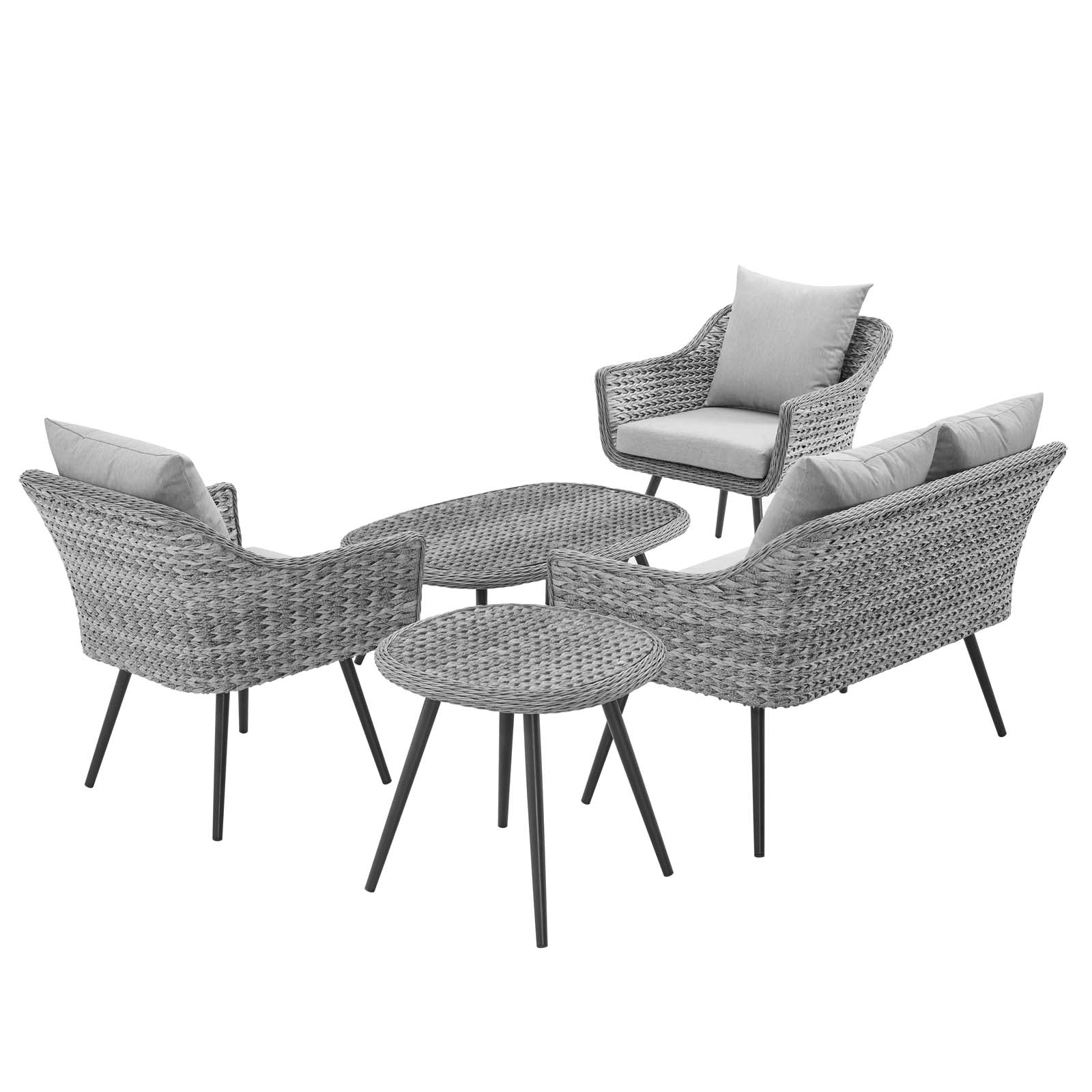 Modway Endeavor 5 Piece Outdoor Patio Wicker Rattan Sectional Sofa Set | Outdoor Sofas, Loveseats & Sectionals | 