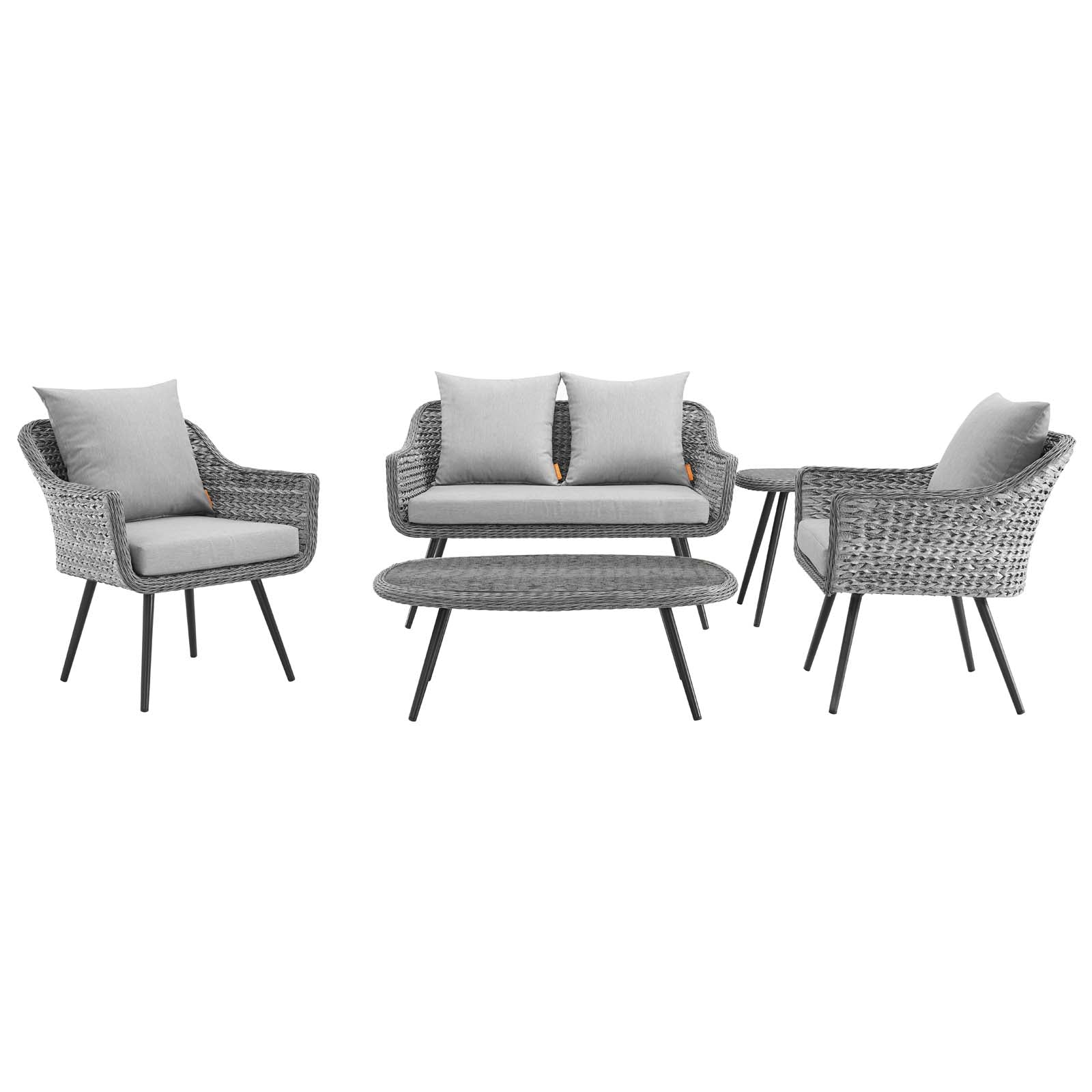 Modway Endeavor 5 Piece Outdoor Patio Wicker Rattan Sectional Sofa Set | Outdoor Sofas, Loveseats & Sectionals | 