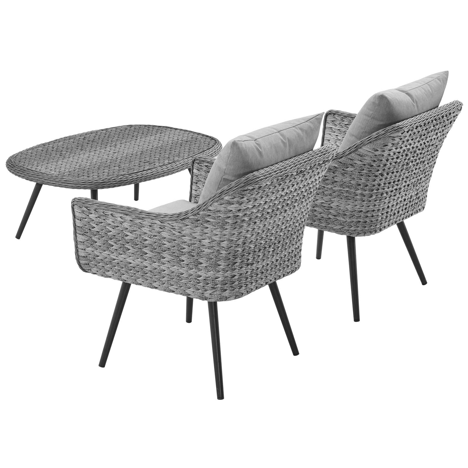 Modway Endeavor 3 Piece Outdoor Patio Wicker Rattan Sectional Sofa Set | Sofas | 
