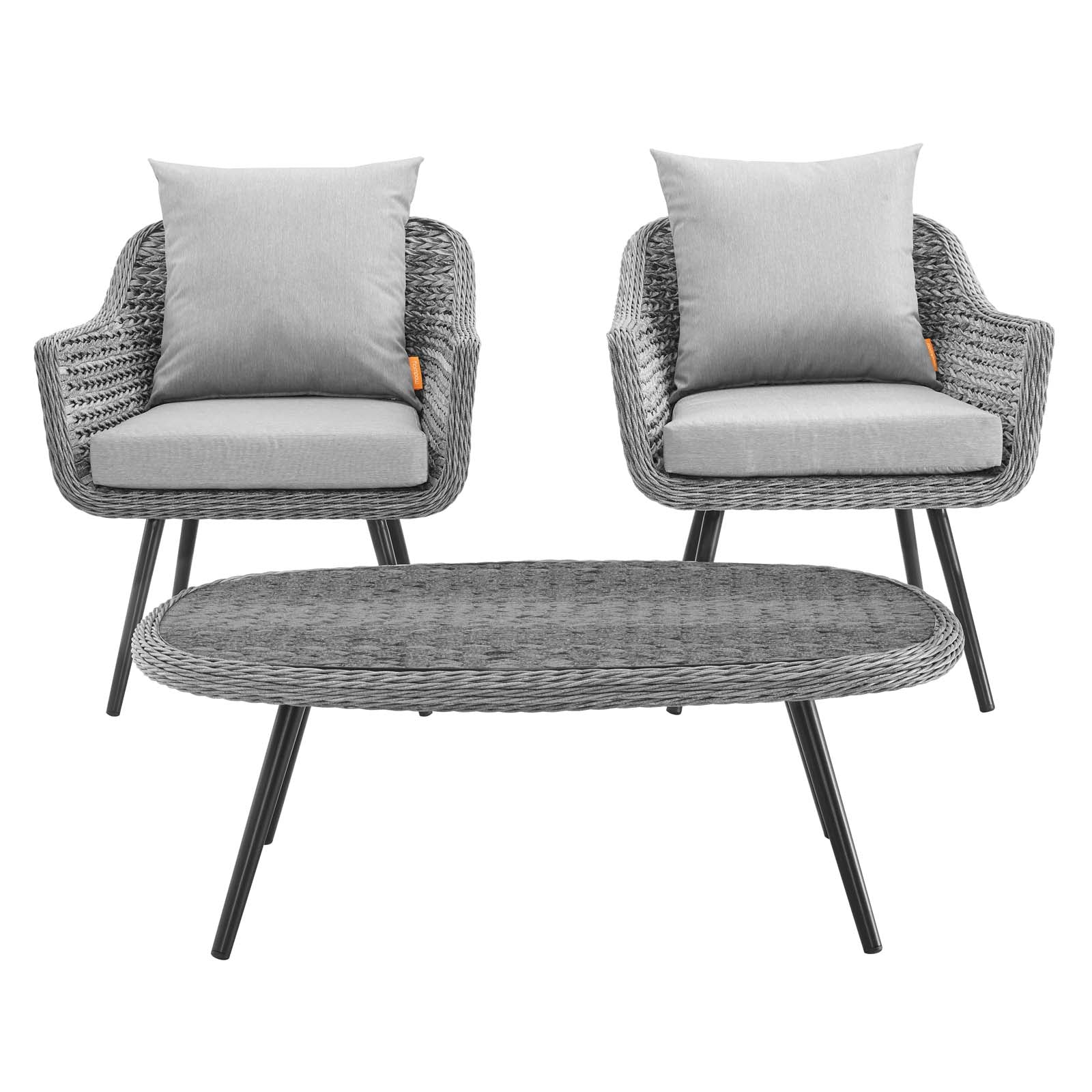 Modway Endeavor 3 Piece Outdoor Patio Wicker Rattan Sectional Sofa Set | Sofas | 