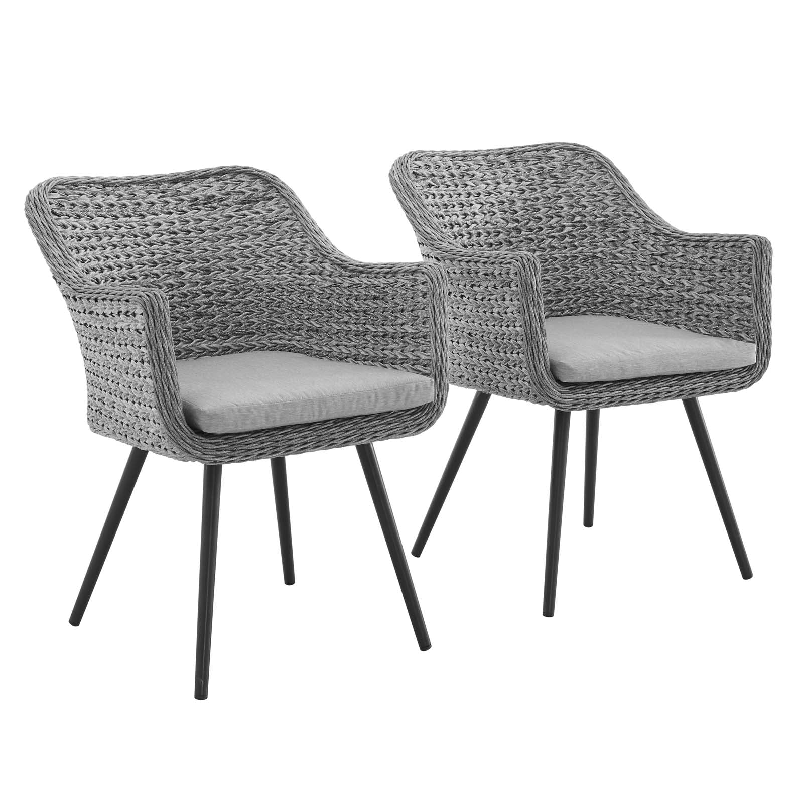 Modway Endeavor Dining Armchair Outdoor Patio Wicker Rattan Set of 2 | Armchairs | 