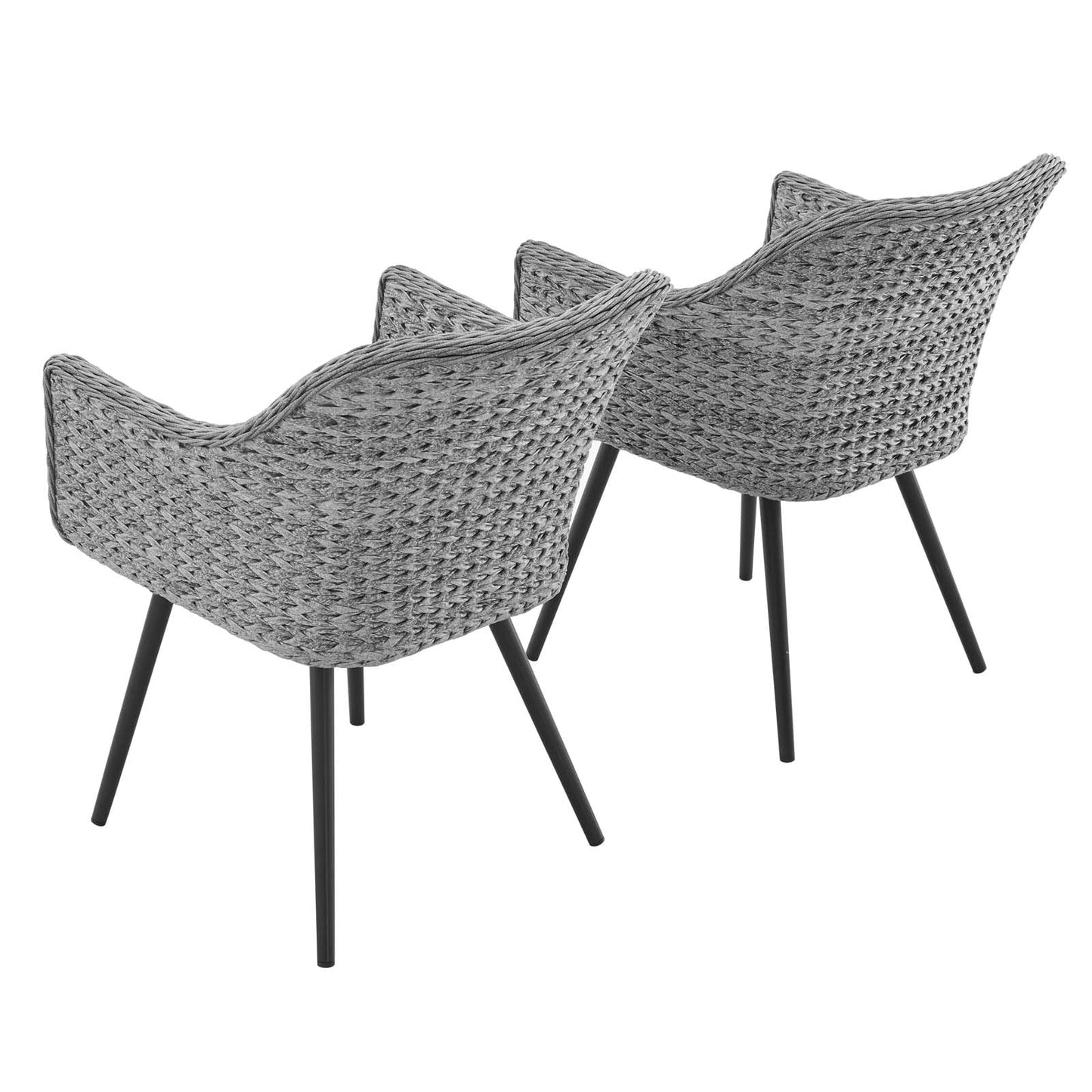 Modway Endeavor Dining Armchair Outdoor Patio Wicker Rattan Set of 2 | Armchairs | 