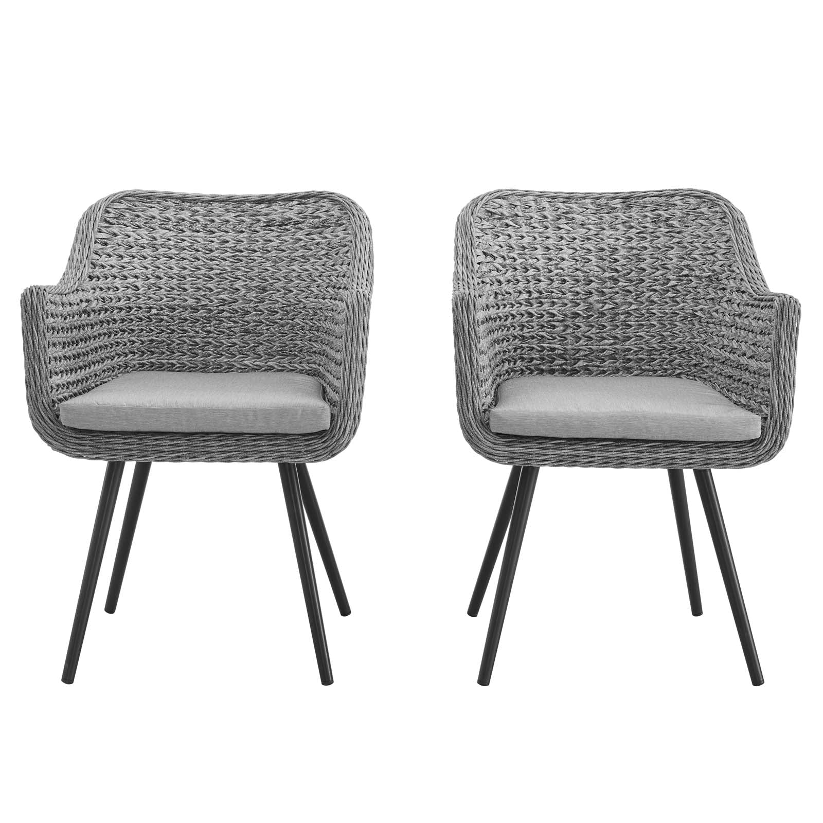 Modway Endeavor Dining Armchair Outdoor Patio Wicker Rattan Set of 2 | Armchairs | 