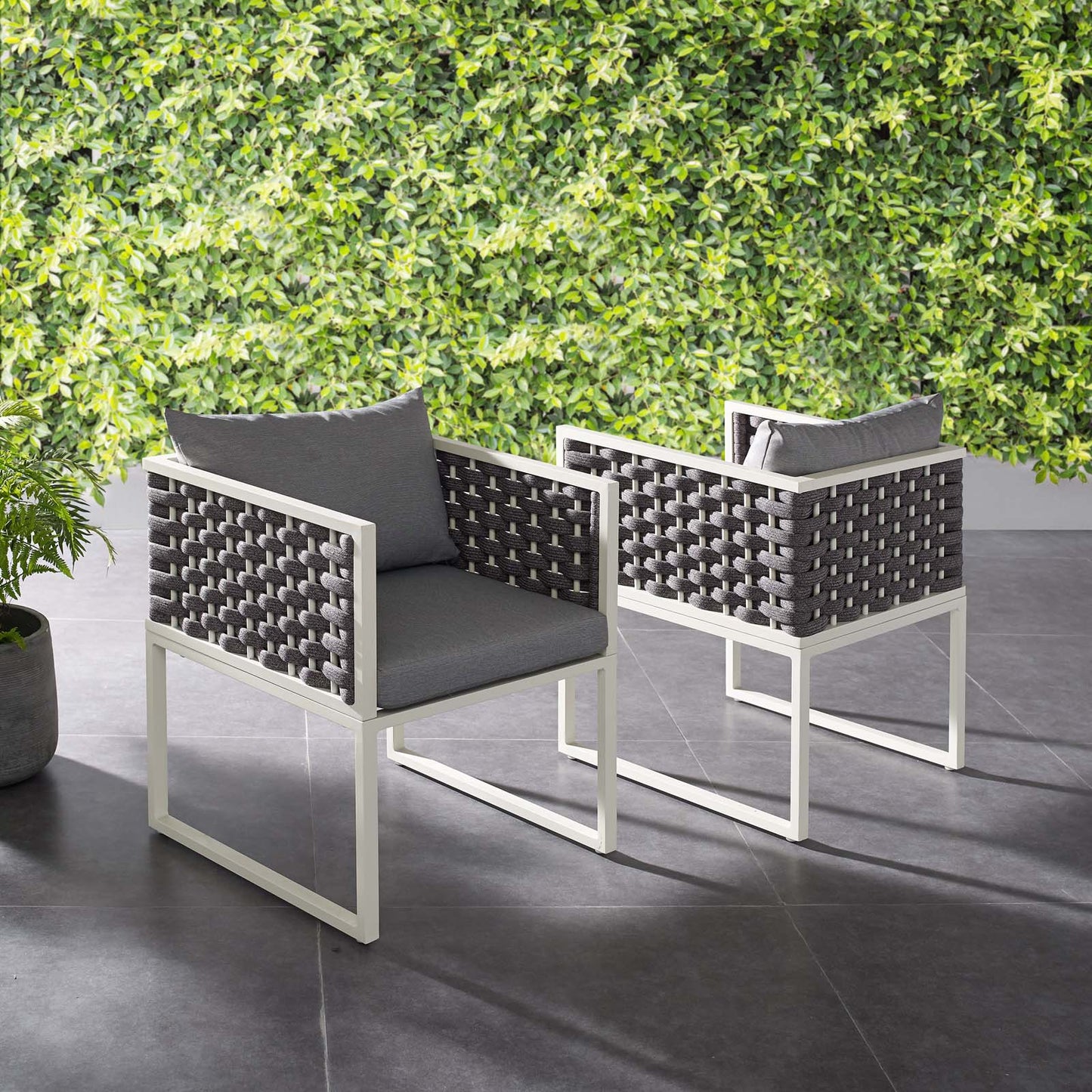 Modway Stance Dining Armchair Outdoor Patio Aluminum Set of 2 | Outdoor Chairs | Modishstore