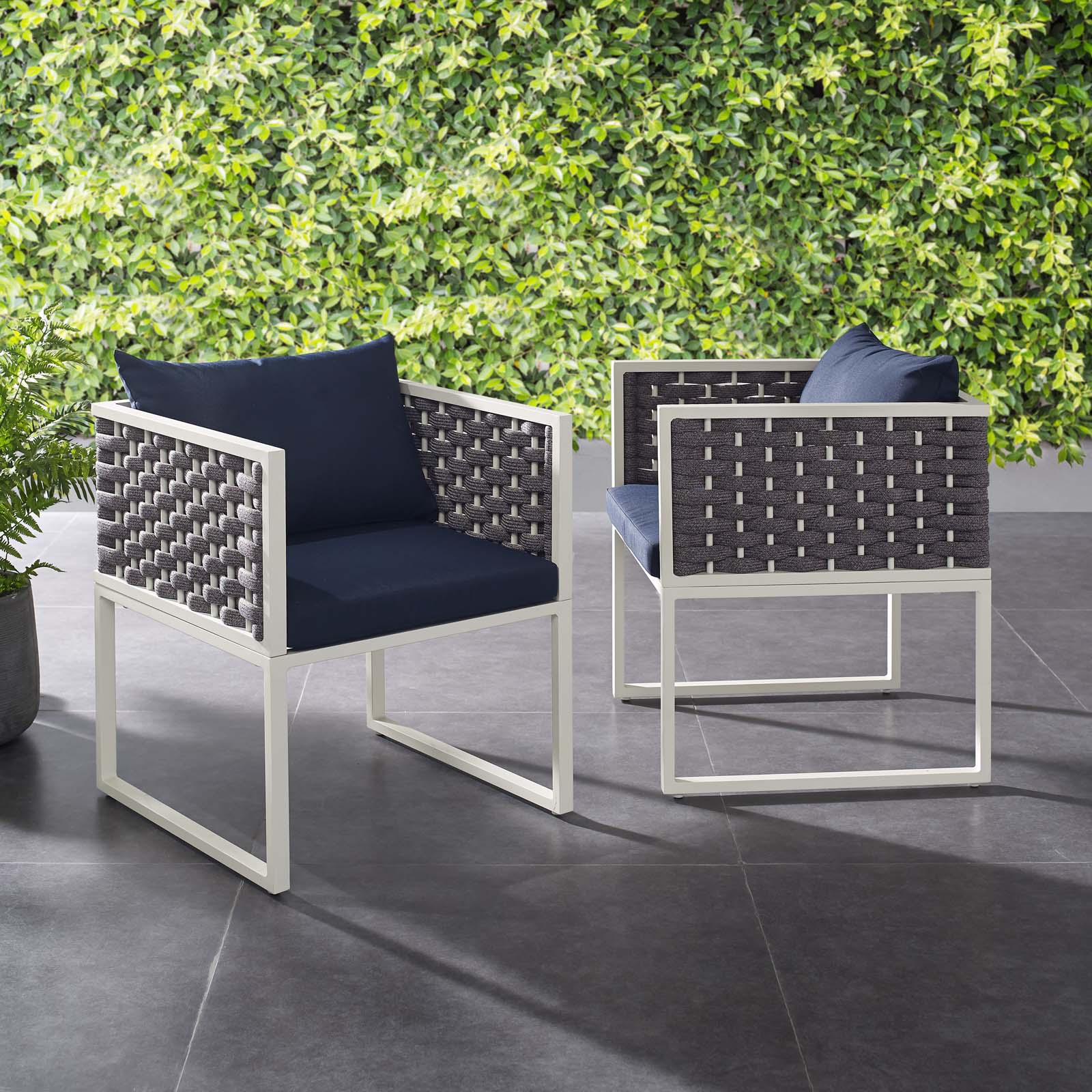 Modway Stance Dining Armchair Outdoor Patio Aluminum Set of 2 | Outdoor Chairs | Modishstore-12