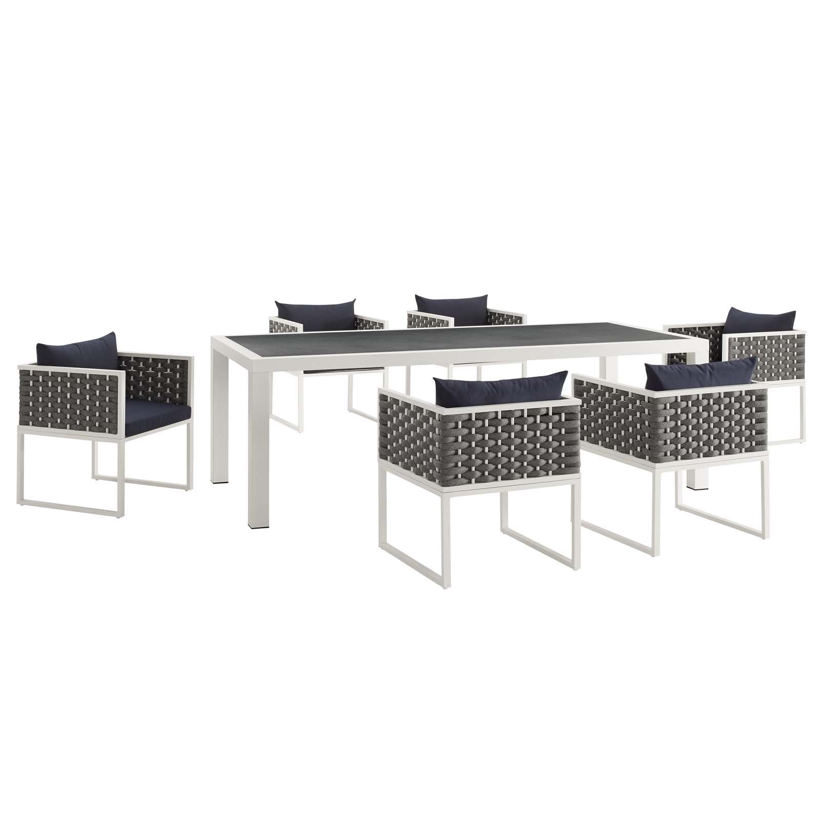 Modway Stance 7 Piece Outdoor Patio Aluminum Dining Set | Dining Sets | Modishstore-14
