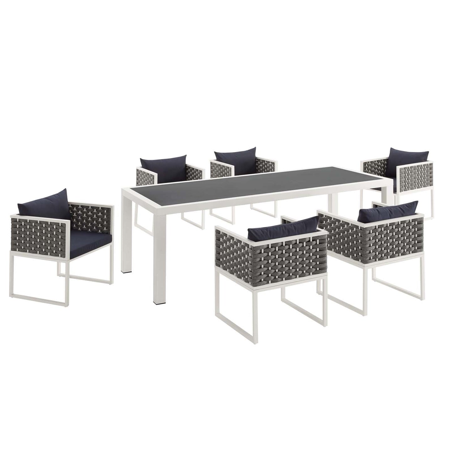 Modway Stance 7 Piece Outdoor Patio Aluminum Dining Set | Dining Sets | Modishstore-15