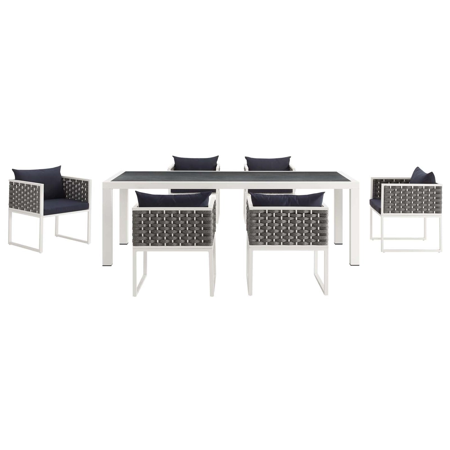 Modway Stance 7 Piece Outdoor Patio Aluminum Dining Set | Dining Sets | Modishstore-16