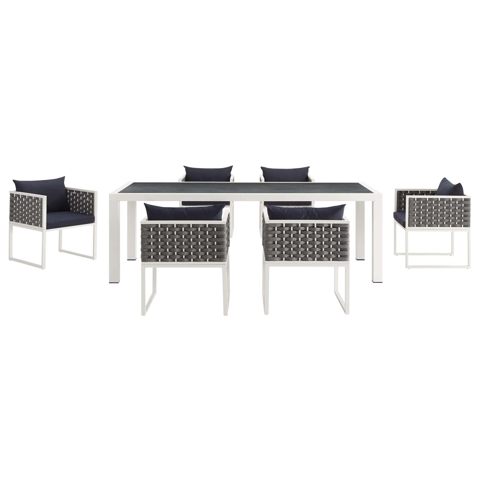 Modway Stance 7 Piece Outdoor Patio Aluminum Dining Set | Dining Sets | Modishstore-16