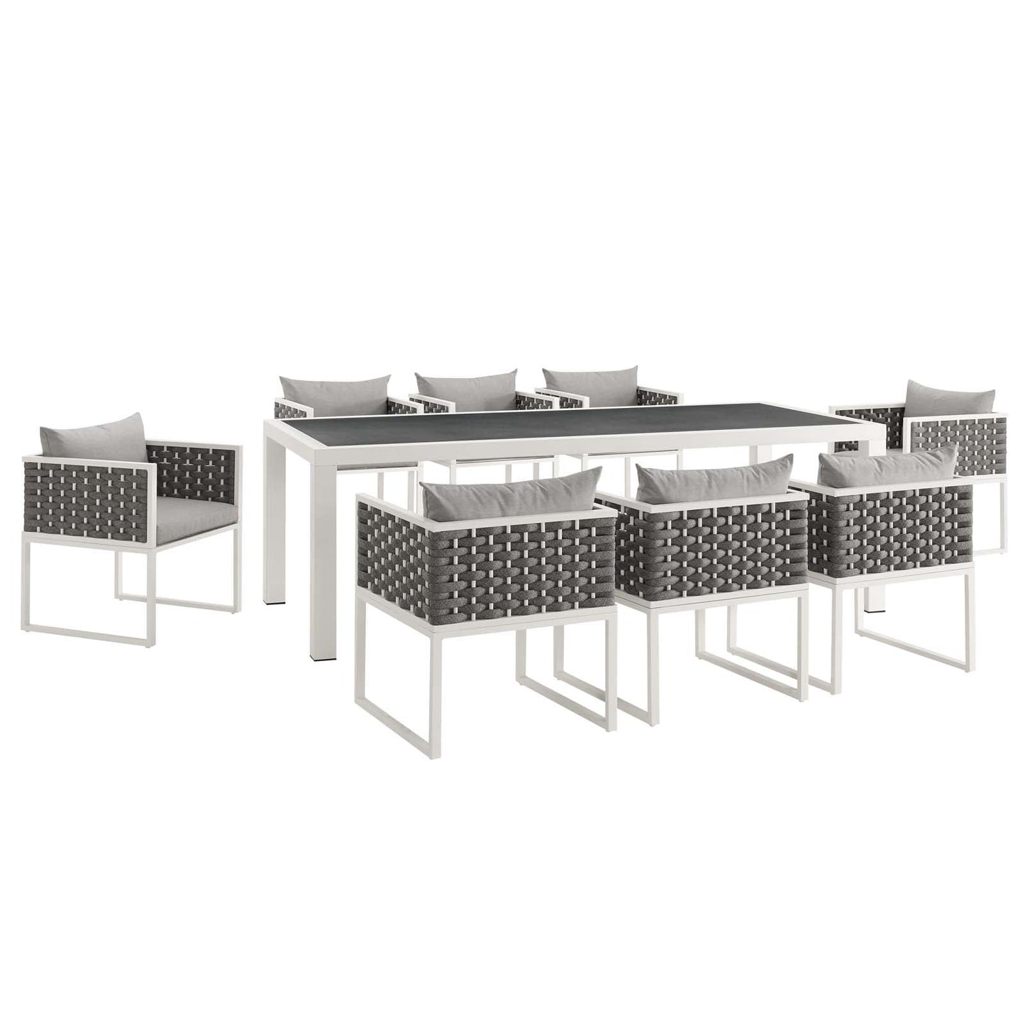 Modway Stance 9 Piece Outdoor Patio Aluminum Dining Set | Outdoor Dining Sets | Modishstore-2