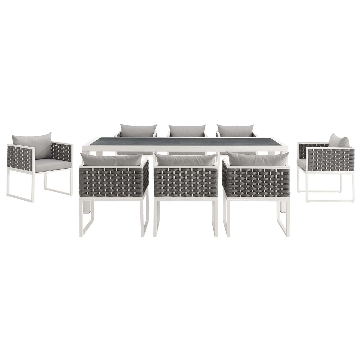Modway Stance 9 Piece Outdoor Patio Aluminum Dining Set | Outdoor Dining Sets | Modishstore-4