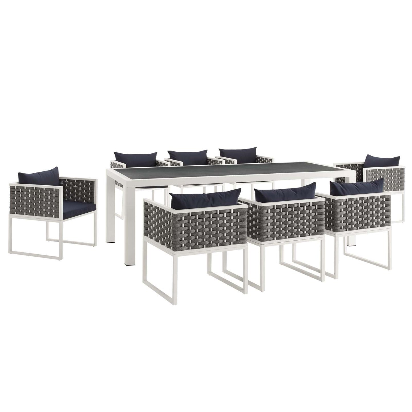 Modway Stance 9 Piece Outdoor Patio Aluminum Dining Set | Outdoor Dining Sets | Modishstore-9