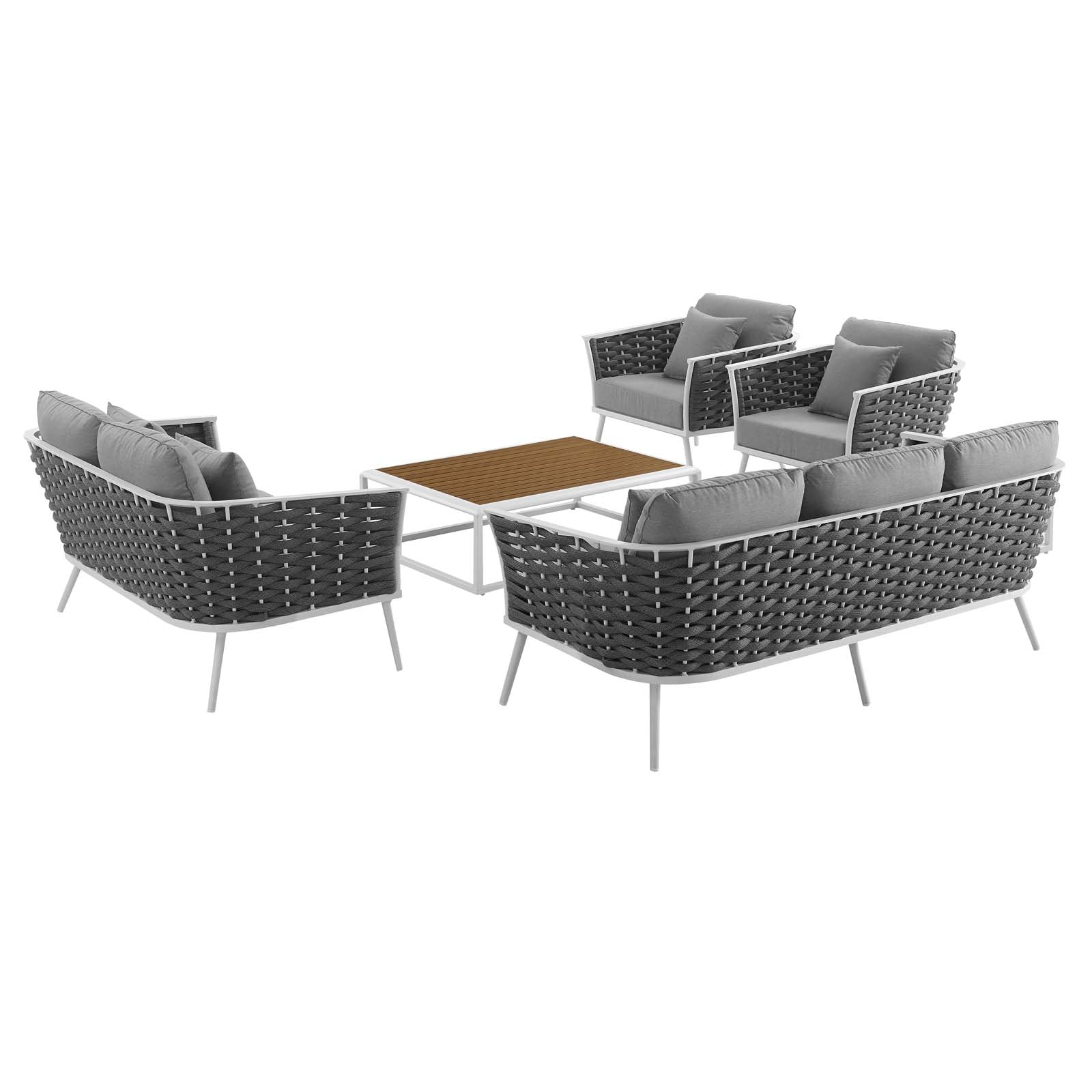 Modway Stance 5 Piece Outdoor Patio Aluminum Sectional Sofa Set | Outdoor Sofas, Loveseats & Sectionals | Modishstore-6