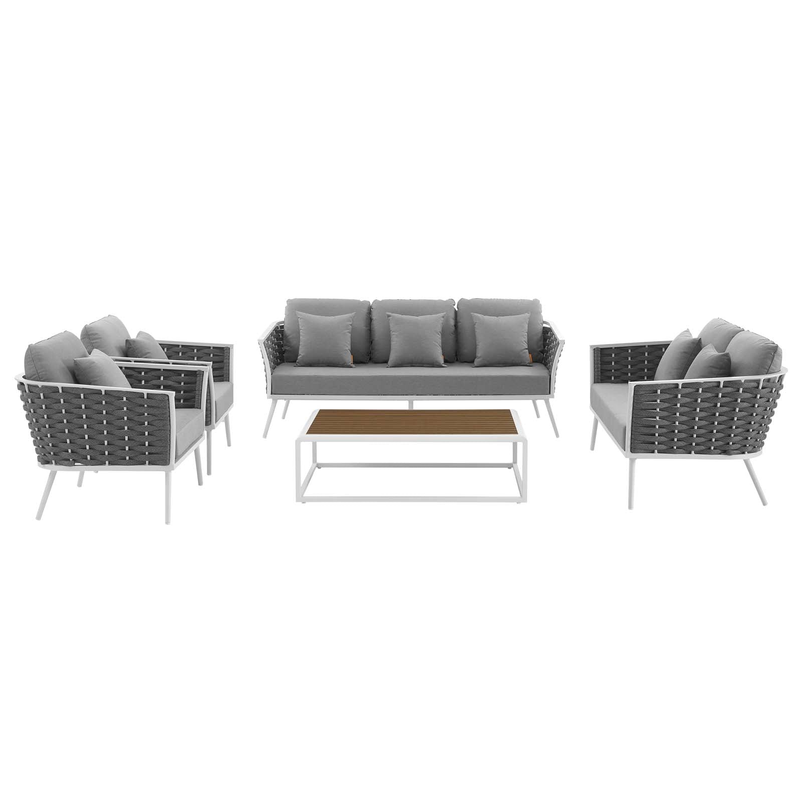 Modway Stance 5 Piece Outdoor Patio Aluminum Sectional Sofa Set | Outdoor Sofas, Loveseats & Sectionals | Modishstore-4