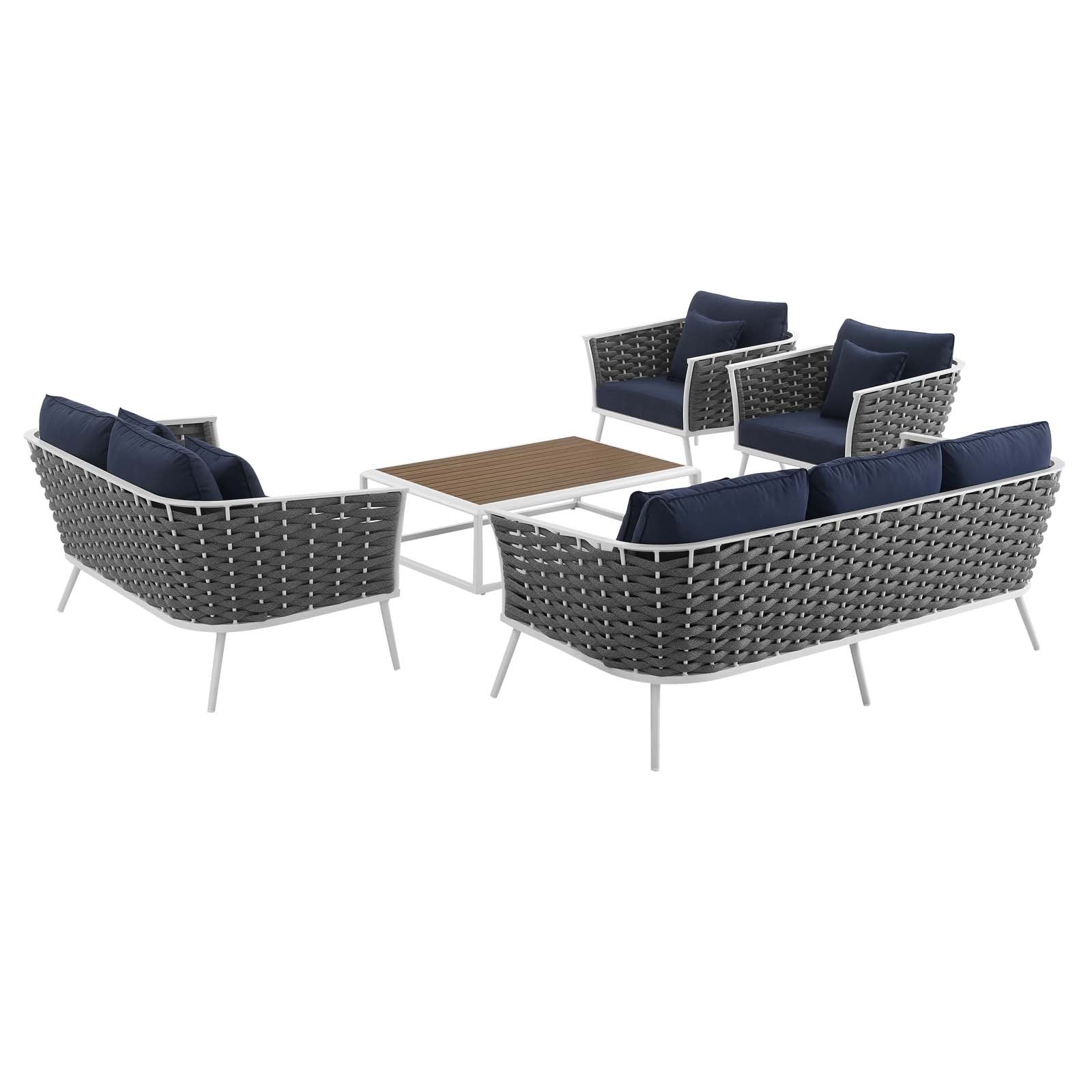 Modway Stance 5 Piece Outdoor Patio Aluminum Sectional Sofa Set | Outdoor Sofas, Loveseats & Sectionals | Modishstore-14