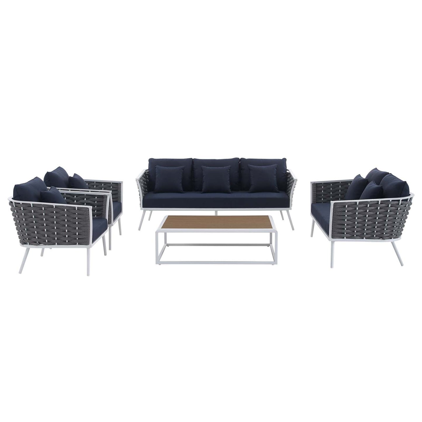 Modway Stance 5 Piece Outdoor Patio Aluminum Sectional Sofa Set | Outdoor Sofas, Loveseats & Sectionals | Modishstore-17