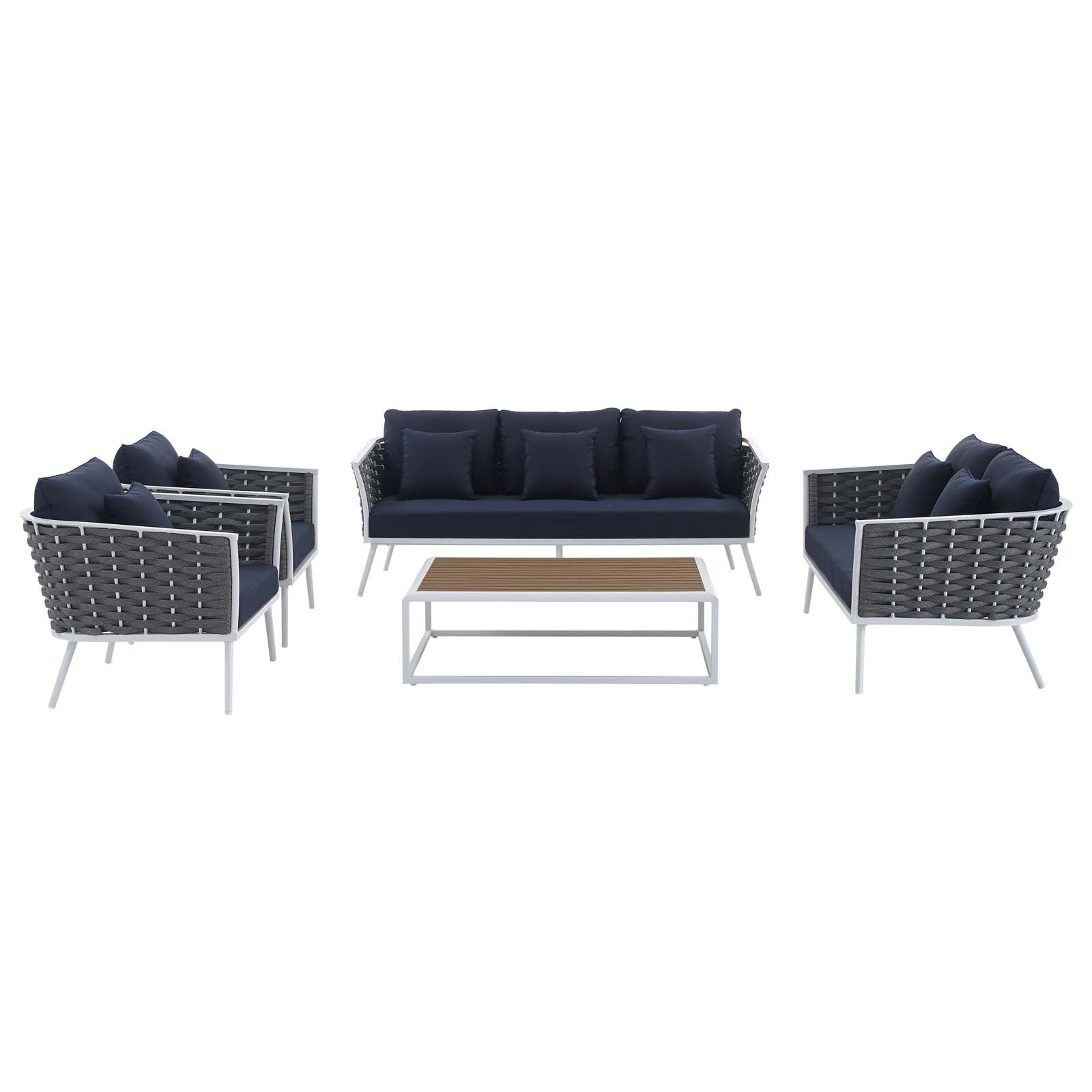Modway Stance 5 Piece Outdoor Patio Aluminum Sectional Sofa Set | Outdoor Sofas, Loveseats & Sectionals | Modishstore-17