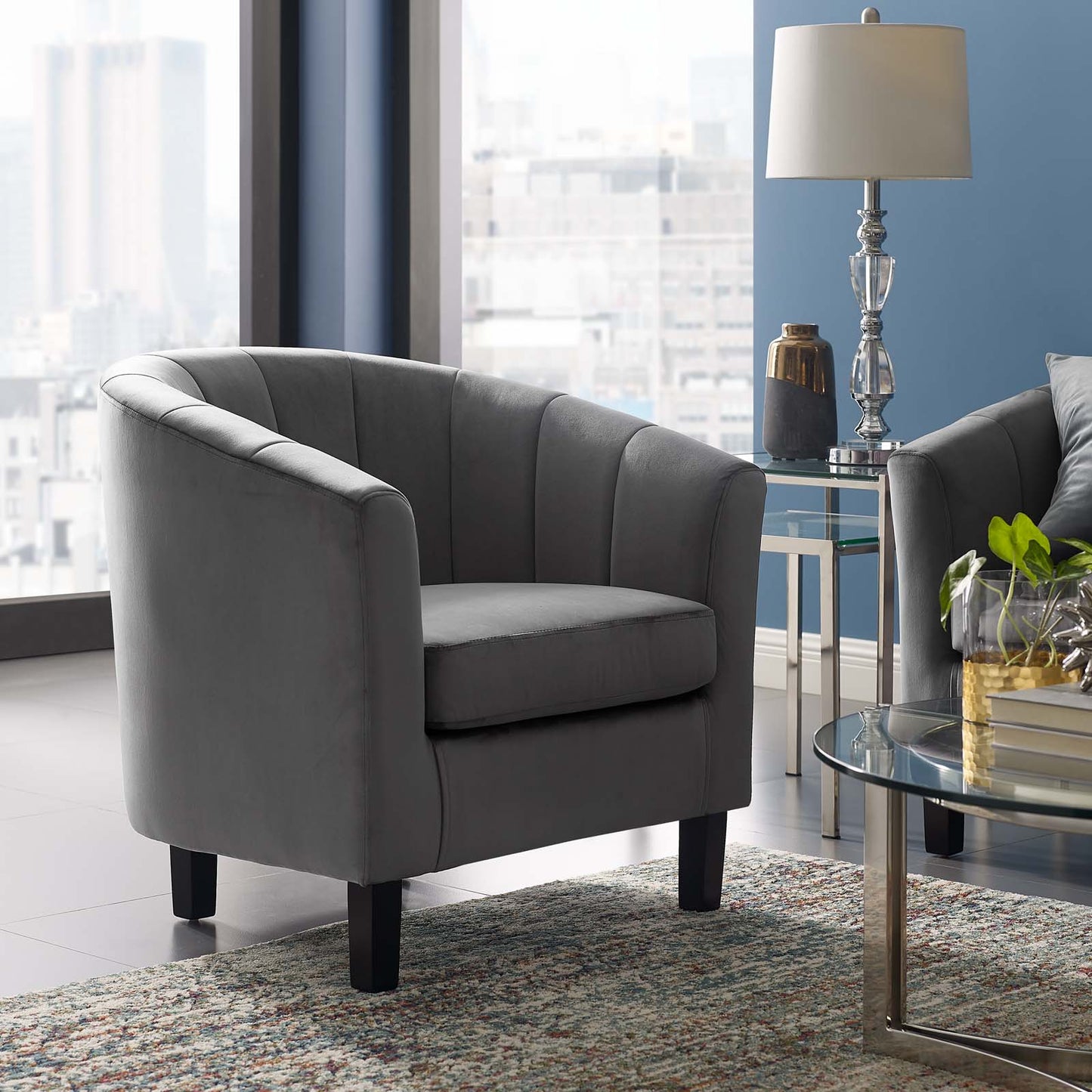 Modway Prospect Channel Tufted Upholstered Velvet Armchair | Armchairs | Modishstore-11