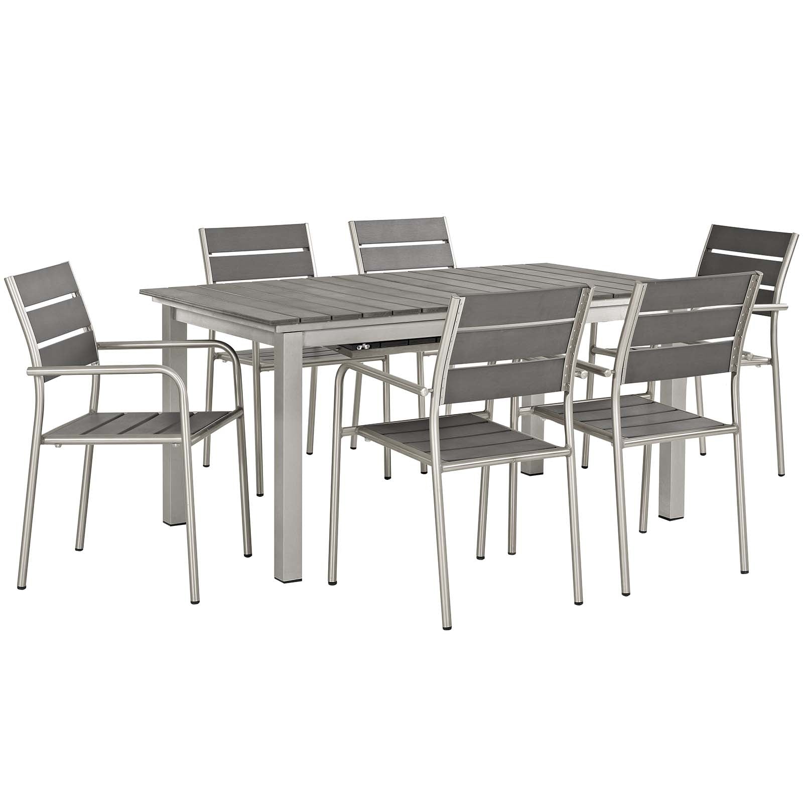 Modway Shore 7 Piece Outdoor Patio Aluminum Outdoor Dining Set | Outdoor Dining Set | Modishstore